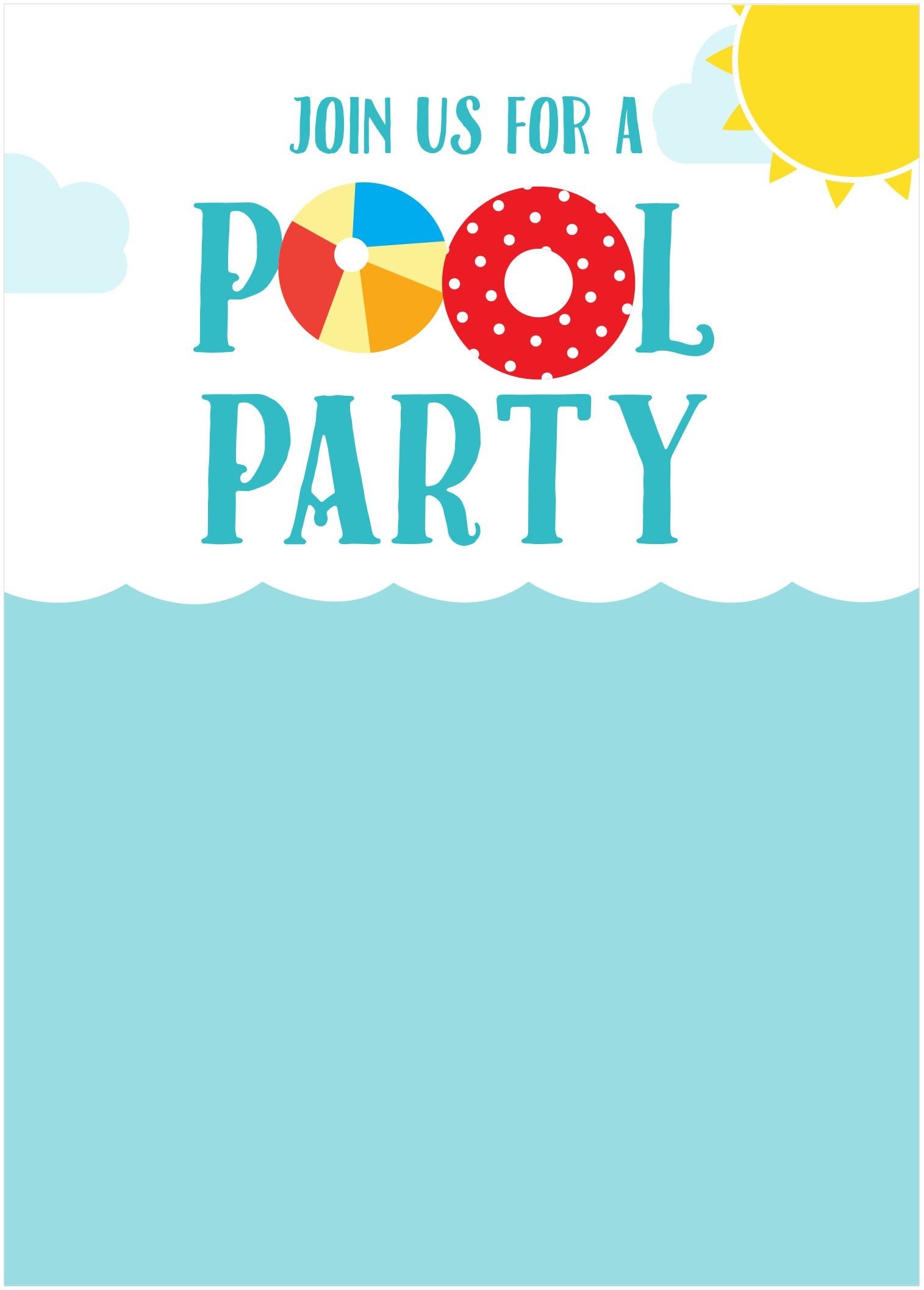 Blank Free Printable Pool Party Invitations Templates