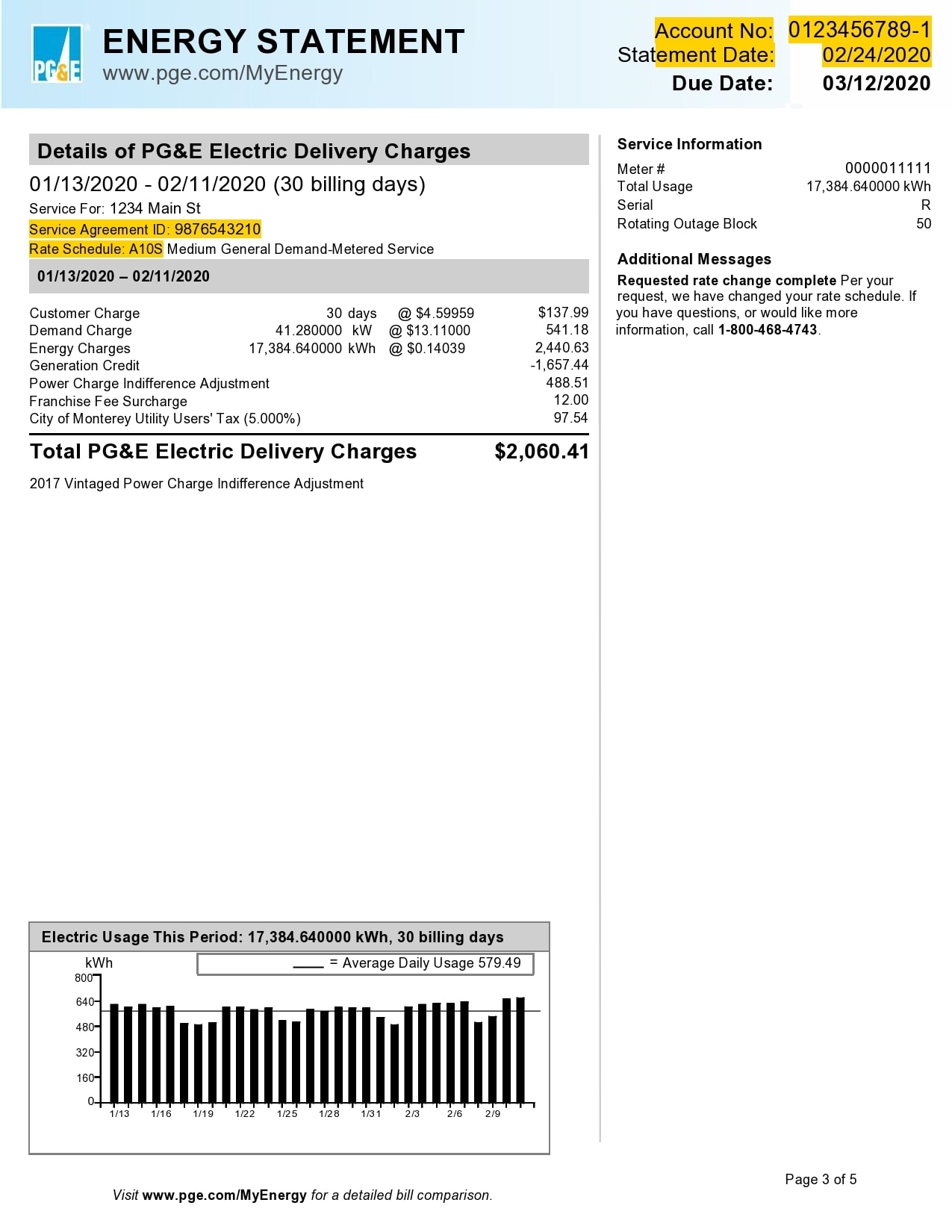 Printable Editable Blank Utility Bill Template