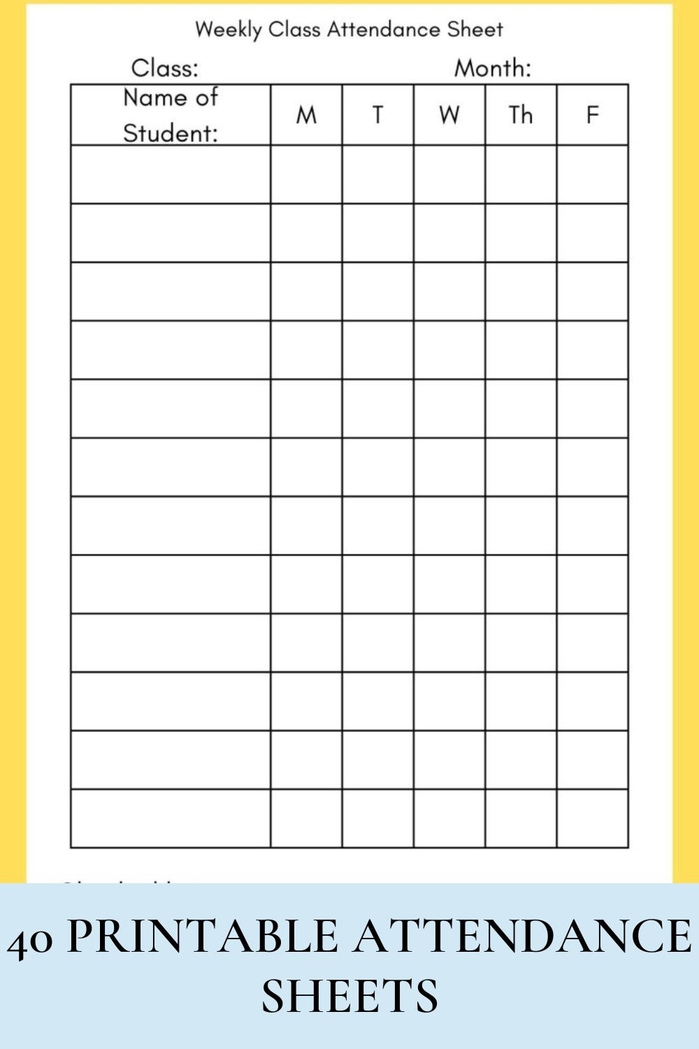40 Free Printable Attendance Sheets By Printaboles Medium