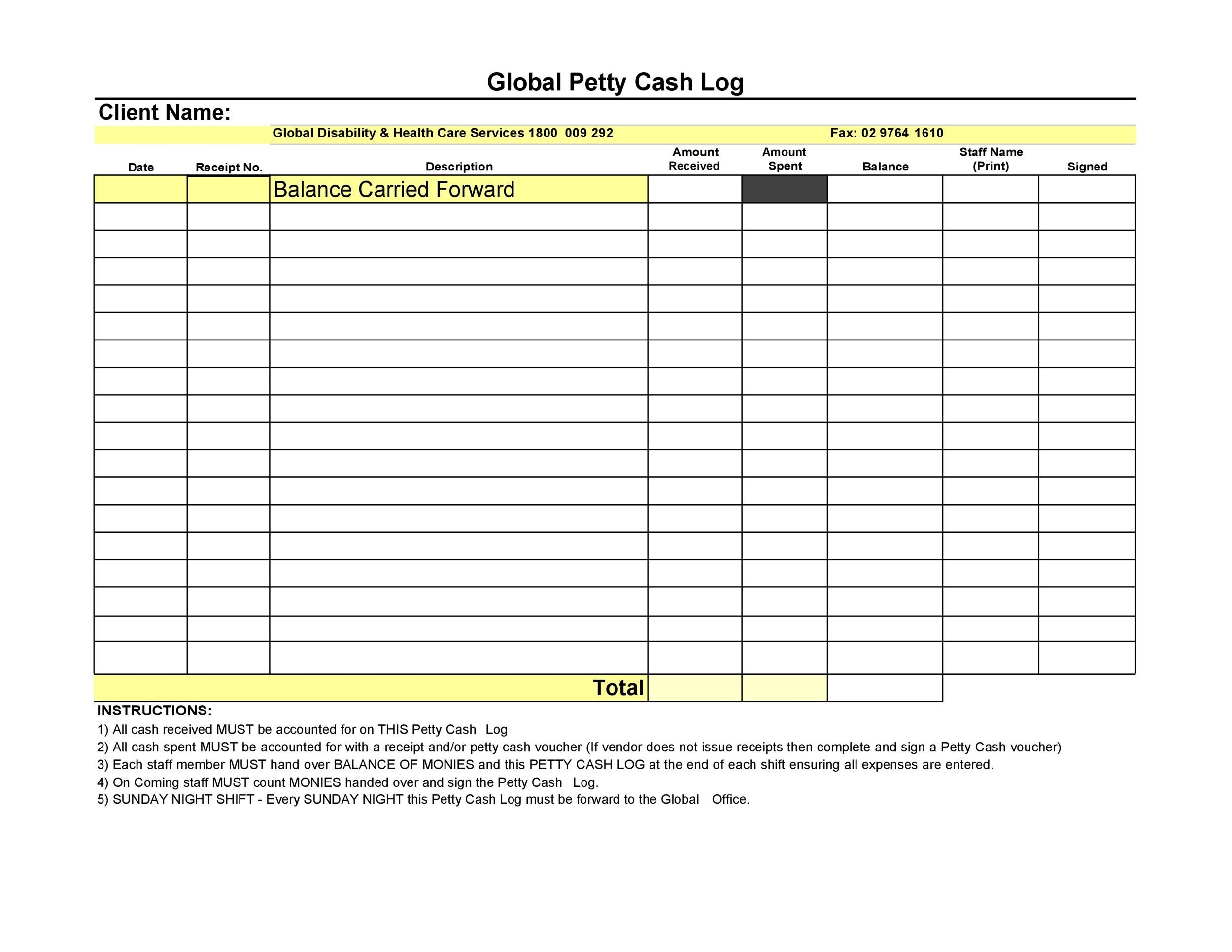 Printable Petty Cash Voucher Template Excel
