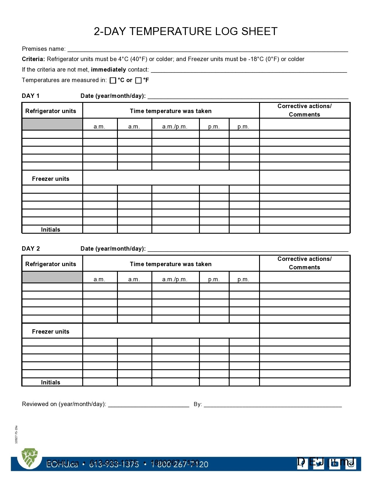 40 Printable Temperature Log Sheets Word Excel PDF 
