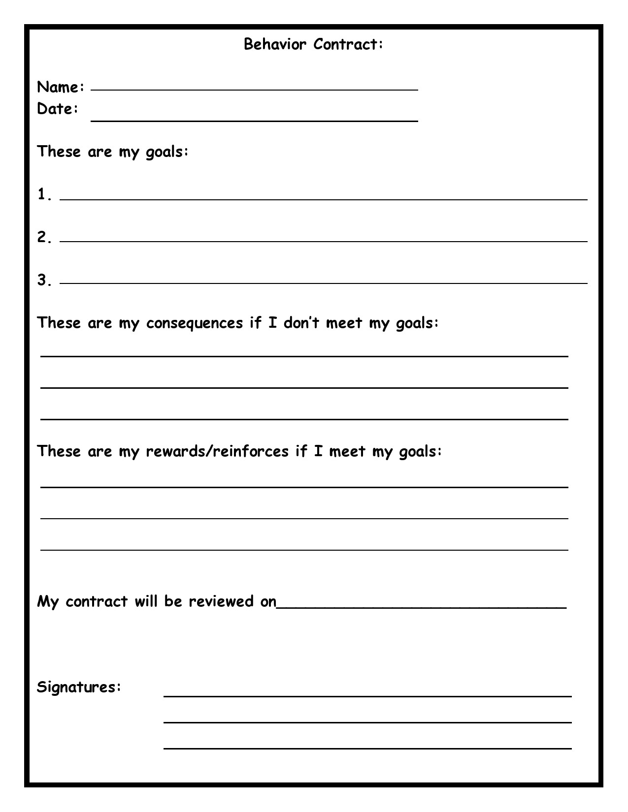 41 Effective Behavior Contract Templates Examples TemplateLab