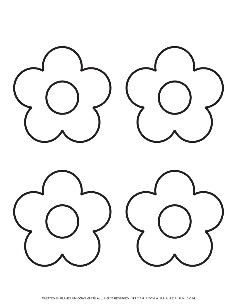 5 Petal Flower Template Four Flowers Planerium