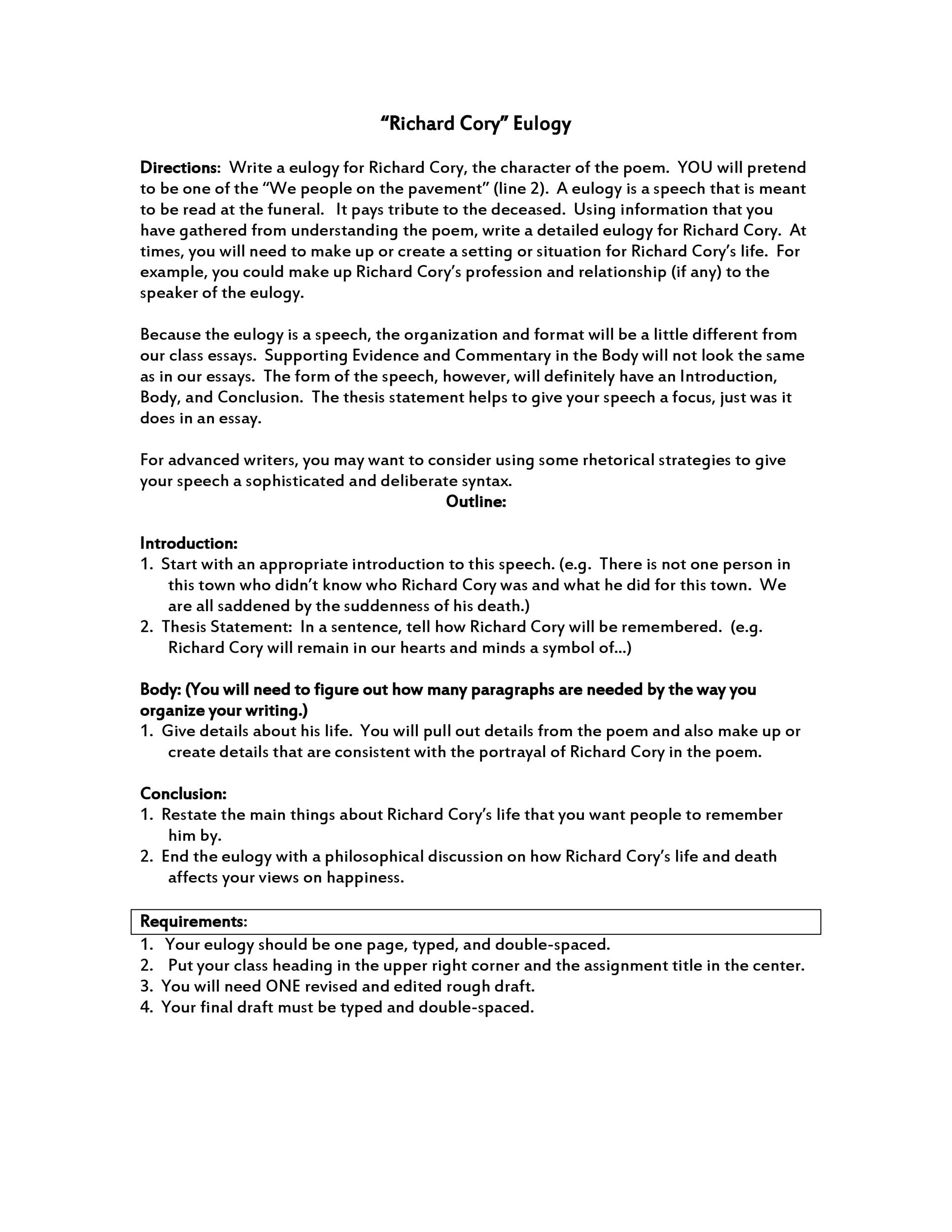 Printable Eulogy Template For Mother