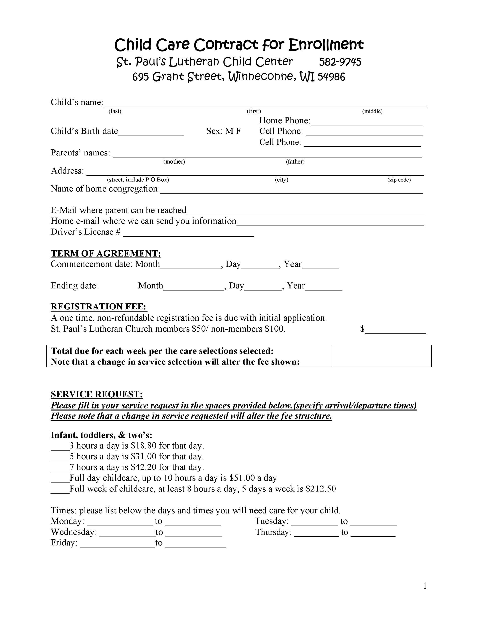 50 Daycare Child Care Babysitting Contract Templates Free 