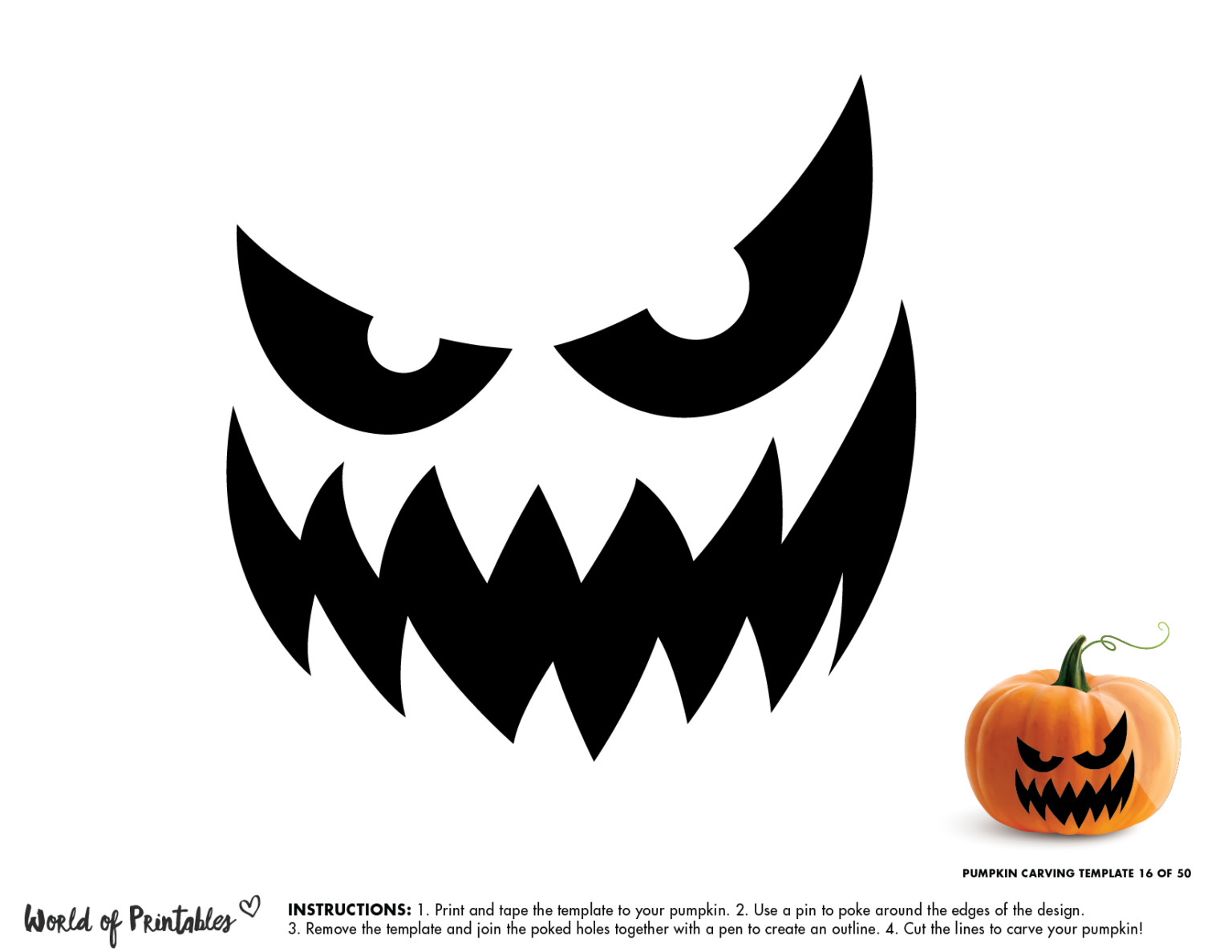 Scary Pumpkin Template Printable Free