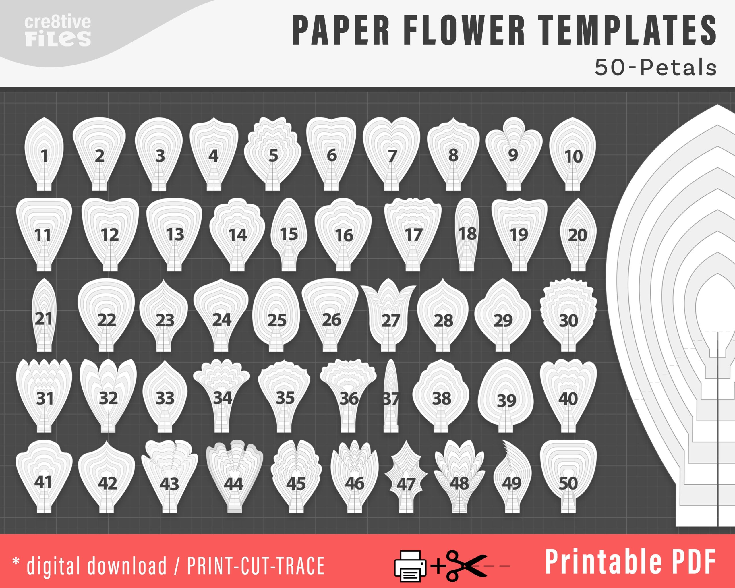 Rose Petal Template Printable