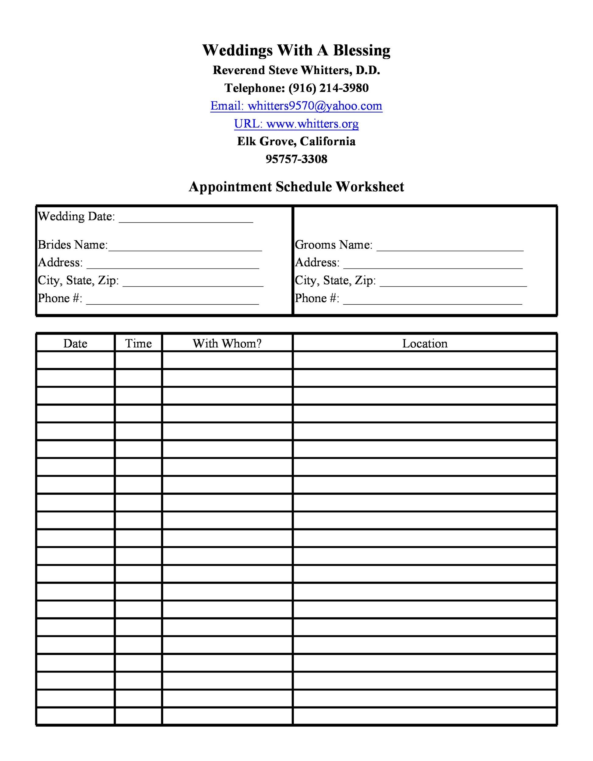 Printable Appointment Request Form Template