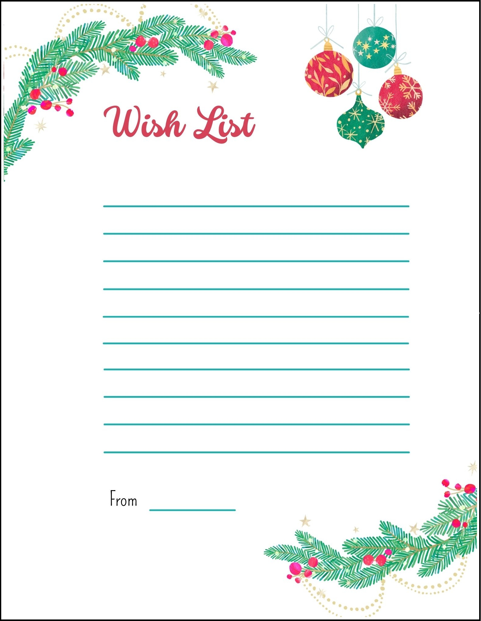 Printable Christmas List Template Free