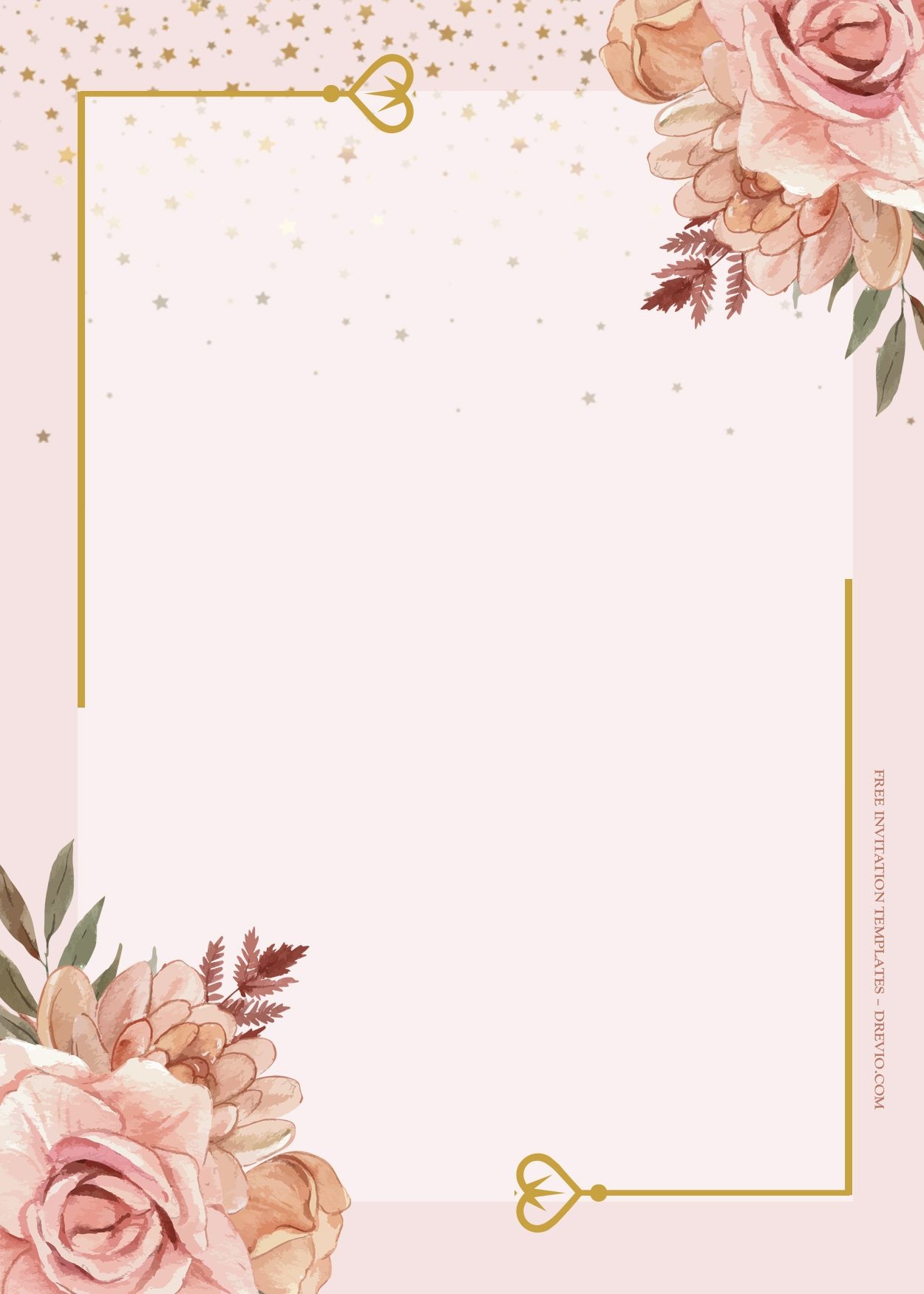 8 Pink Romance Gold Floral Wedding Invitation Templates Pink And Gold Invitations Pink Invitations Rose Gold Invitations