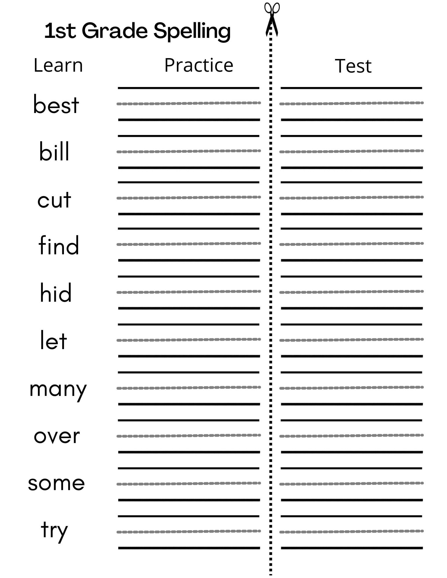 Printable Spelling Practice Template