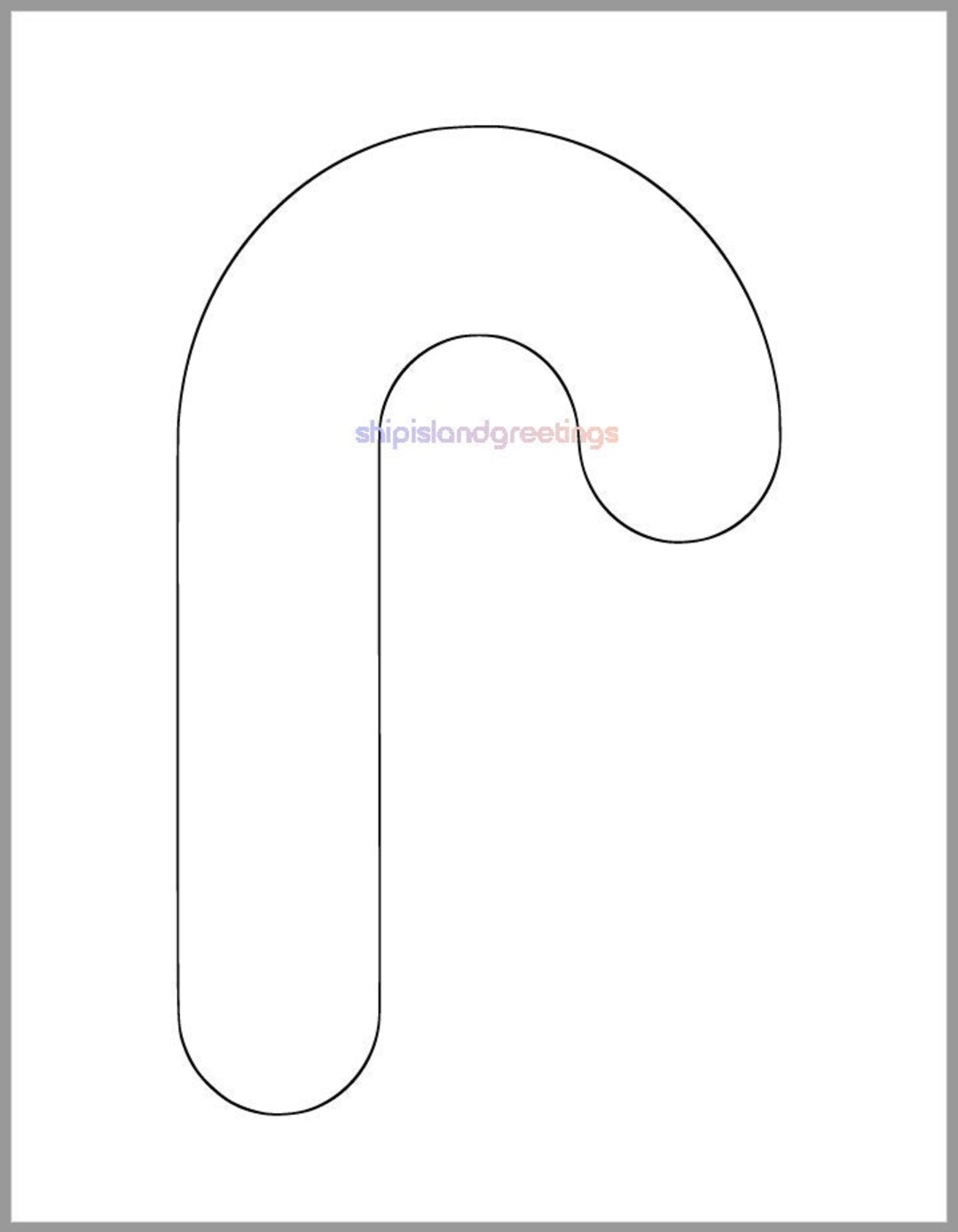 9 Inch Candy Cane Template printable Template holiday Templates candy Cane Cutout kids Christmas Crafts holiday Party Etsy
