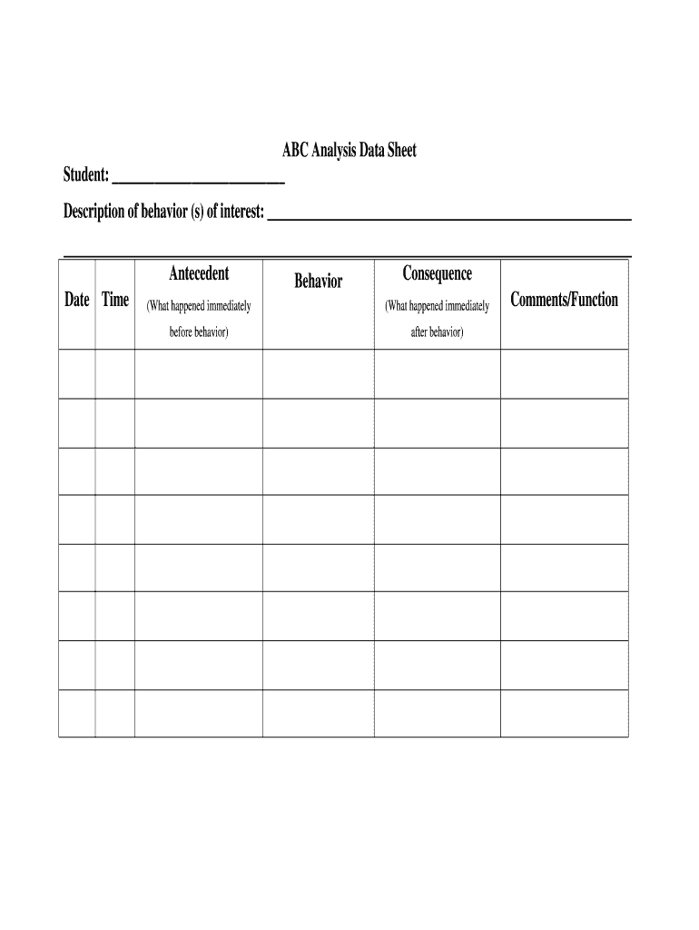 Printable Abc Data Sheet Template