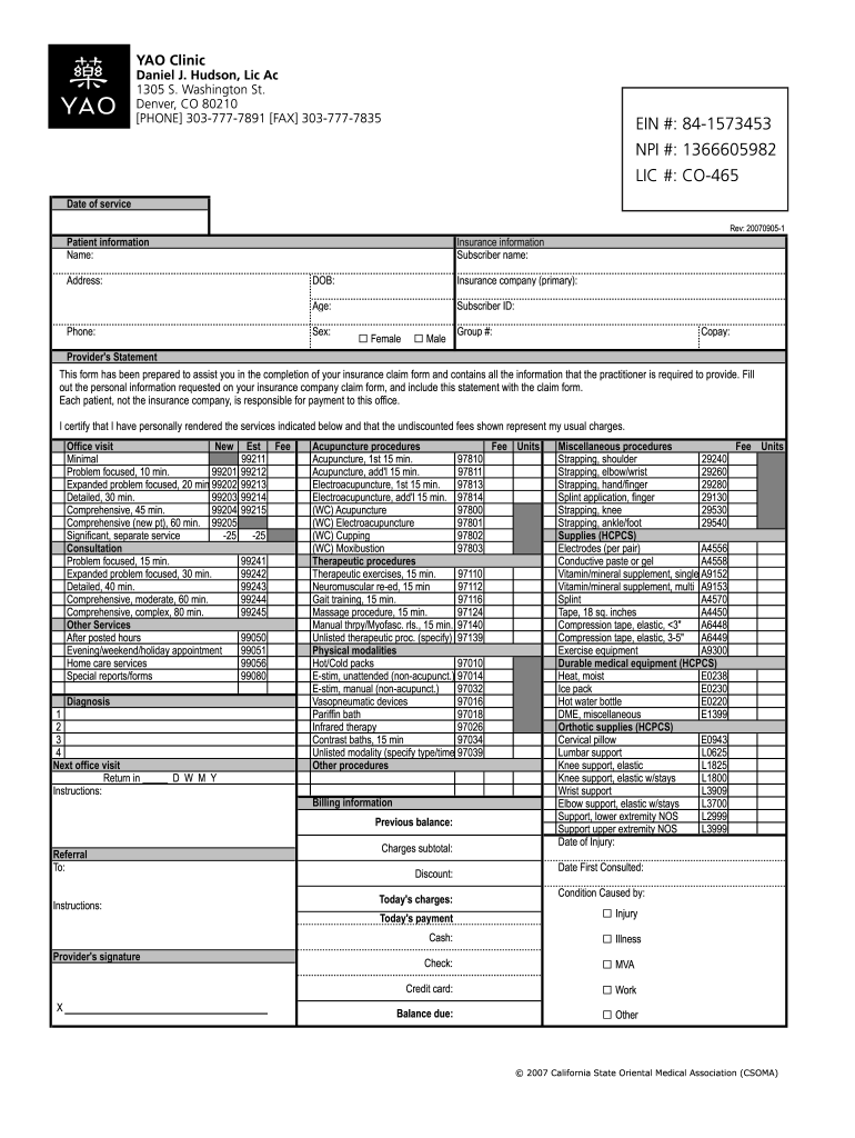 Free Printable Superbill Template