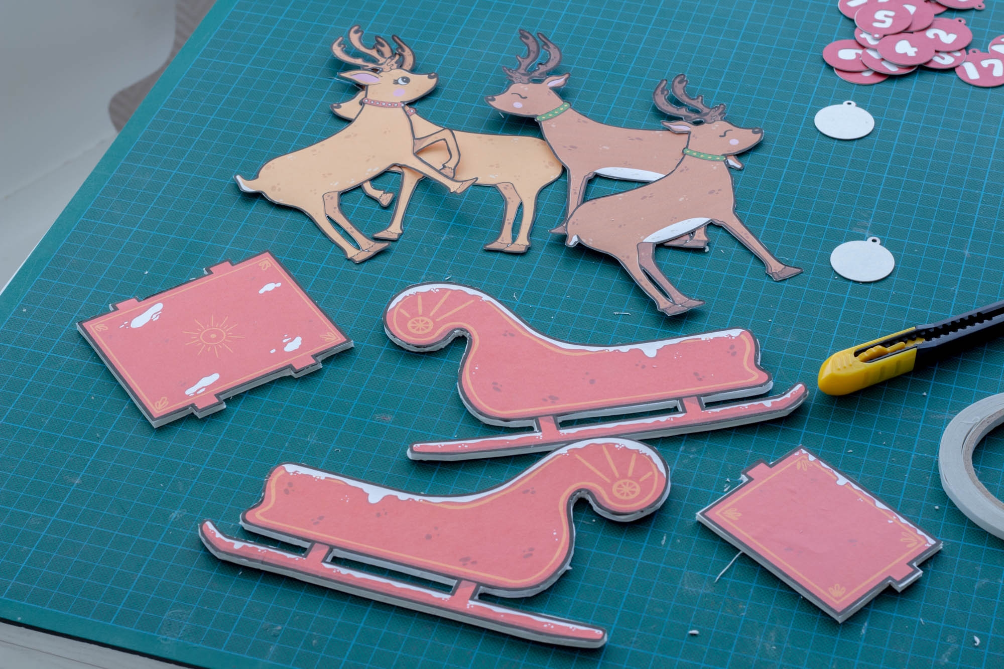 Free Printable Santa Sleigh And Reindeer Template