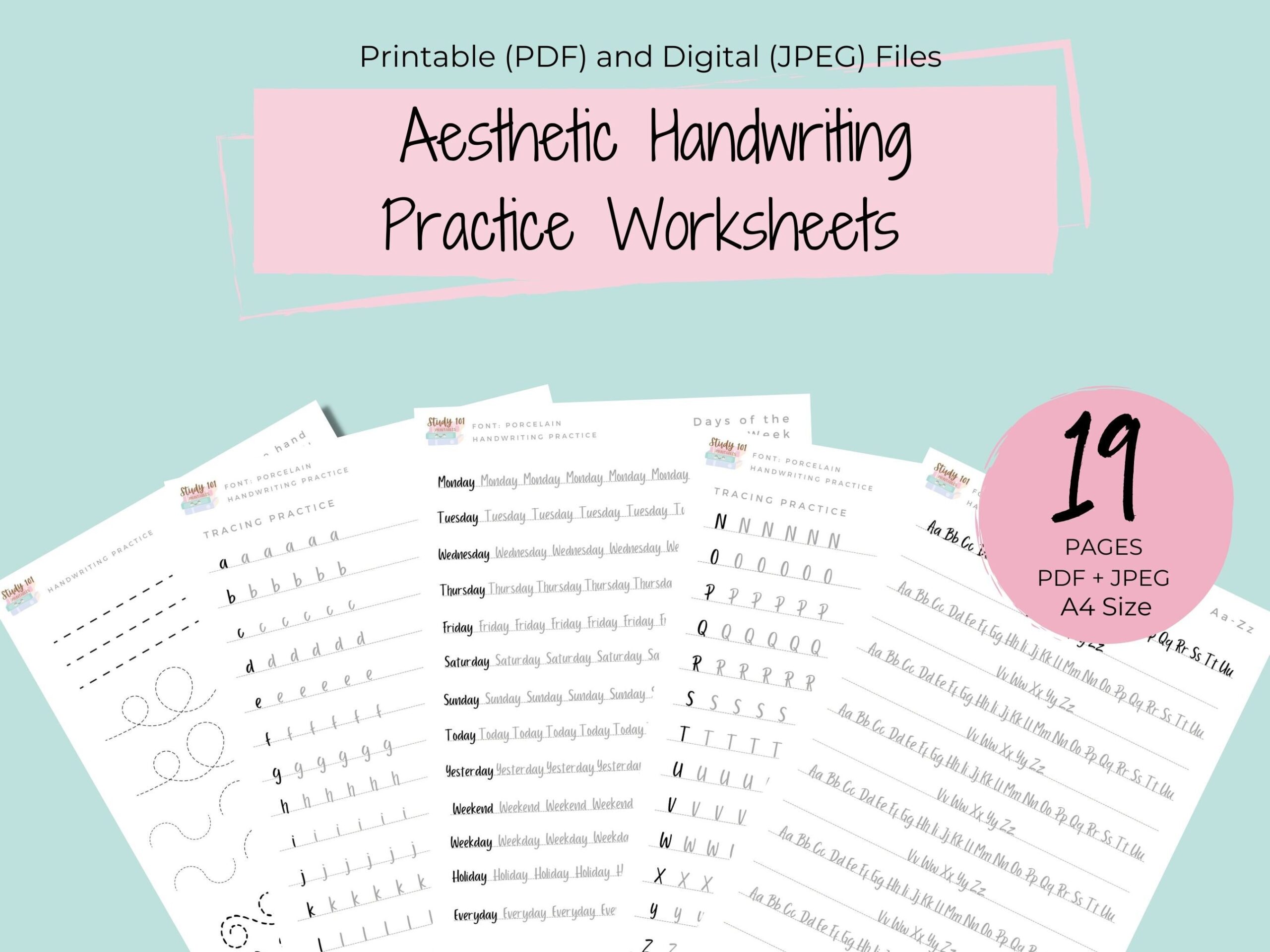 Template Printable Aesthetic Handwriting Practice Sheets