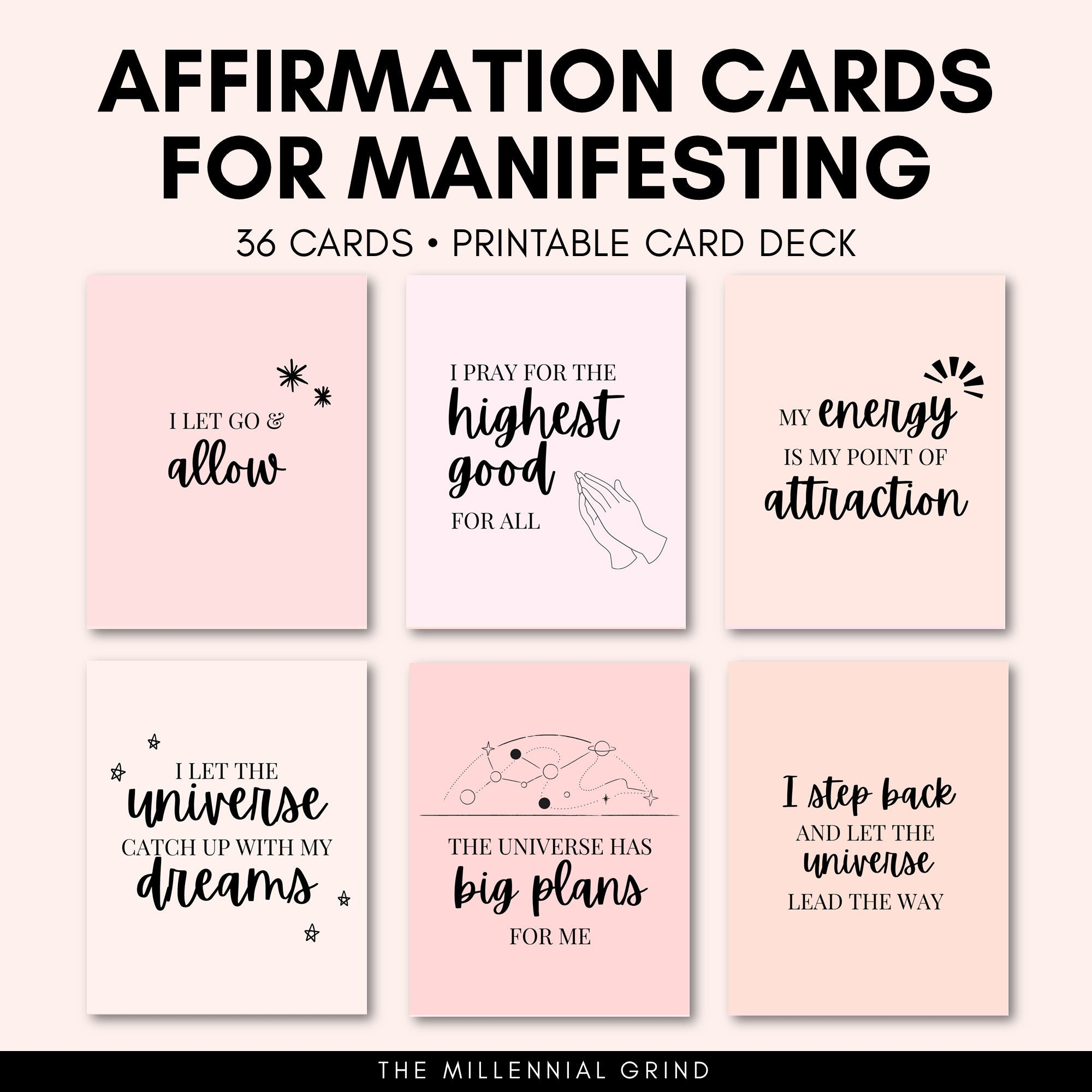 Affirmation Cards Printable Affirmation Cards Deck Affirmation Cards For Manifesting Law Of Attraction 36 Affirmation Card Templates Etsy
