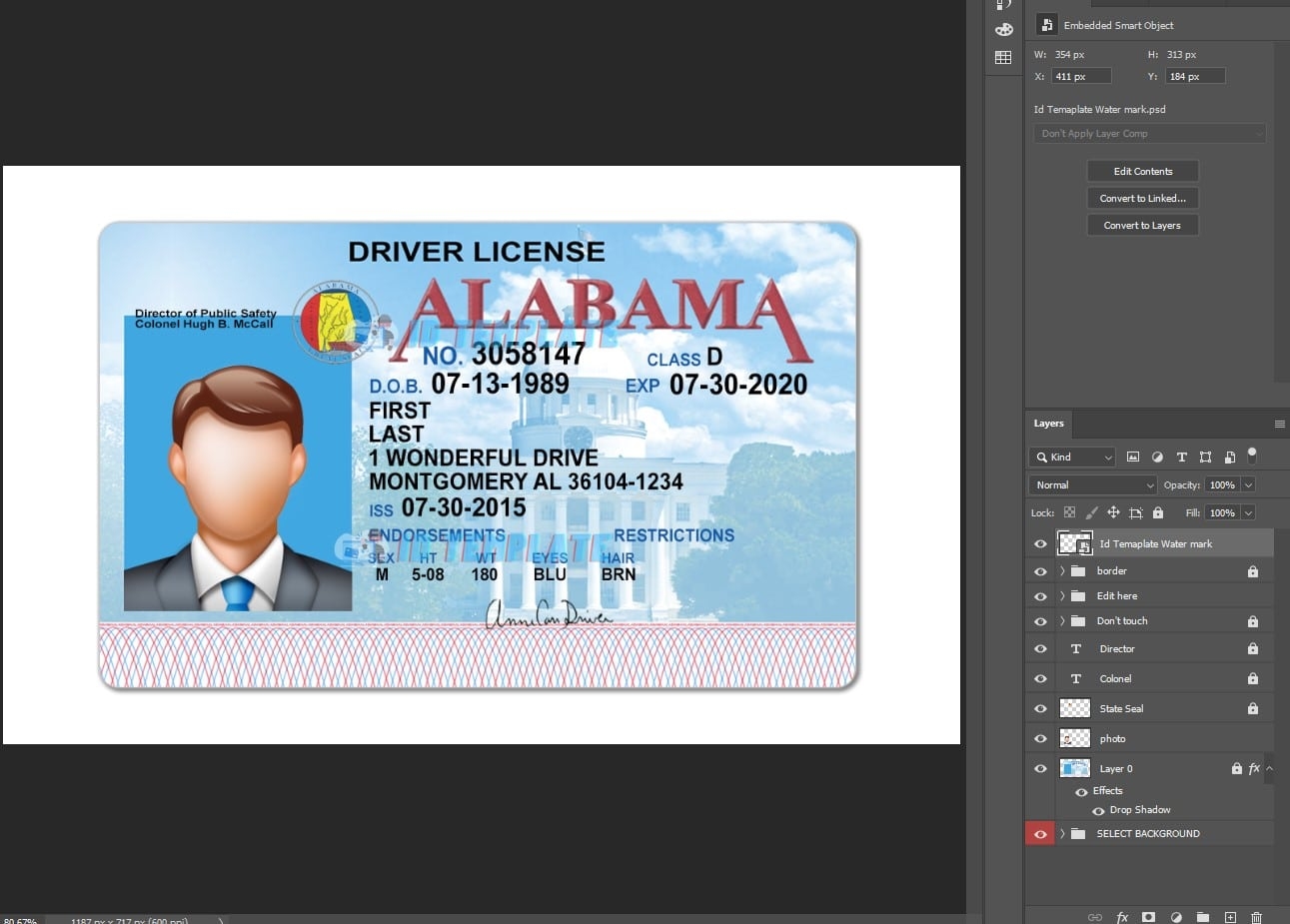 Printable Blank Alabama Drivers License Template