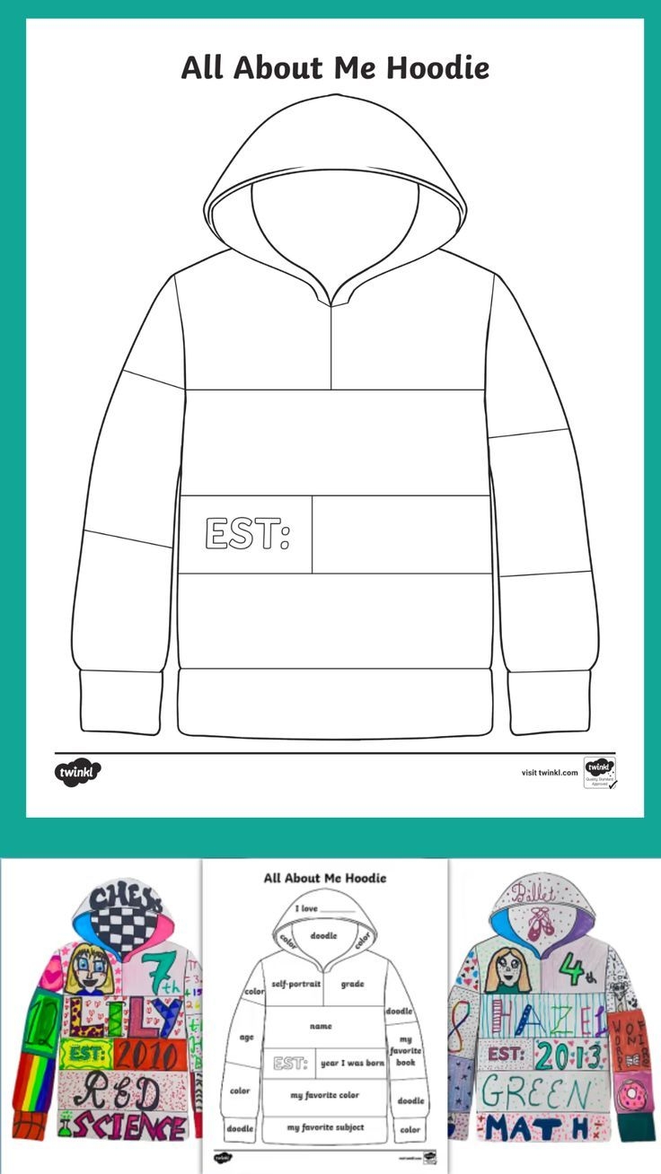 All About Me Hoodie Activity Back To School Art School Age Activities First Day Of School Activities