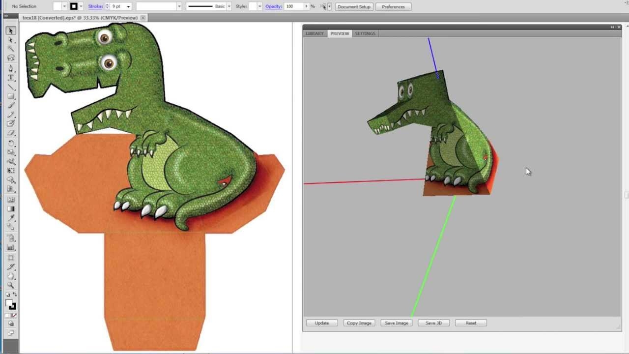 Printable Optical Illusion Dinosaur Template