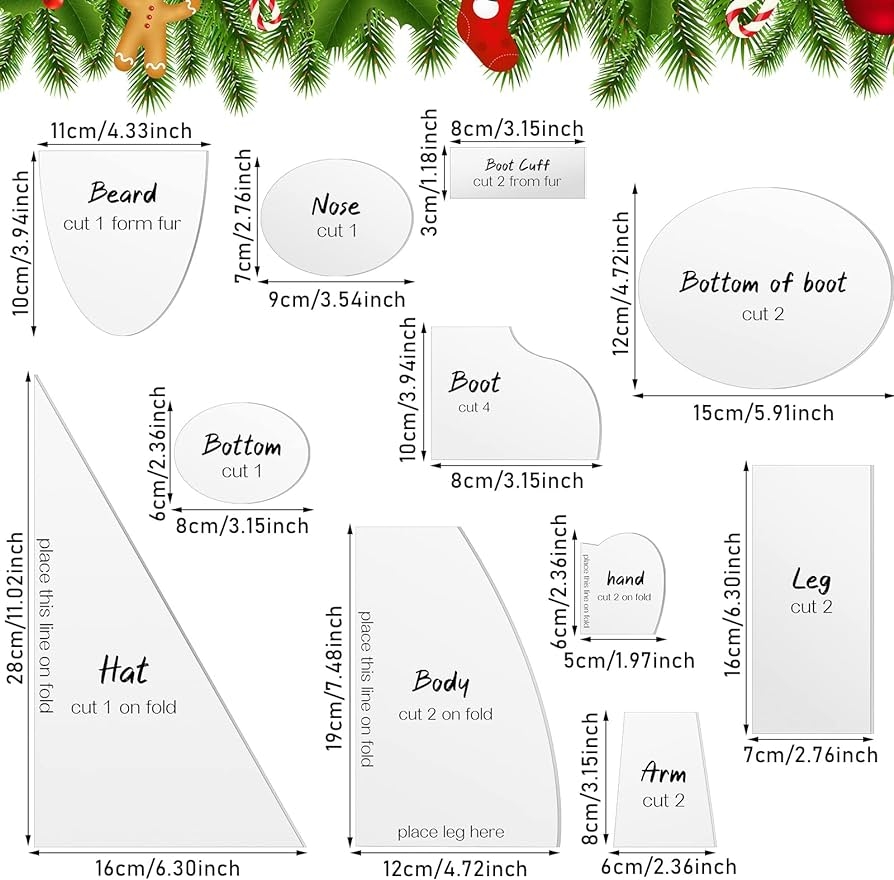 Amazon 11 Pcs Christmas Gnome Patterns For Sewing Basic Gnome Patterns Sewing Ruler Template Acrylic Quilting Ruler Template Non Slip Template For Christmas Gnome DIY Making Template Supplies Without Gnomes