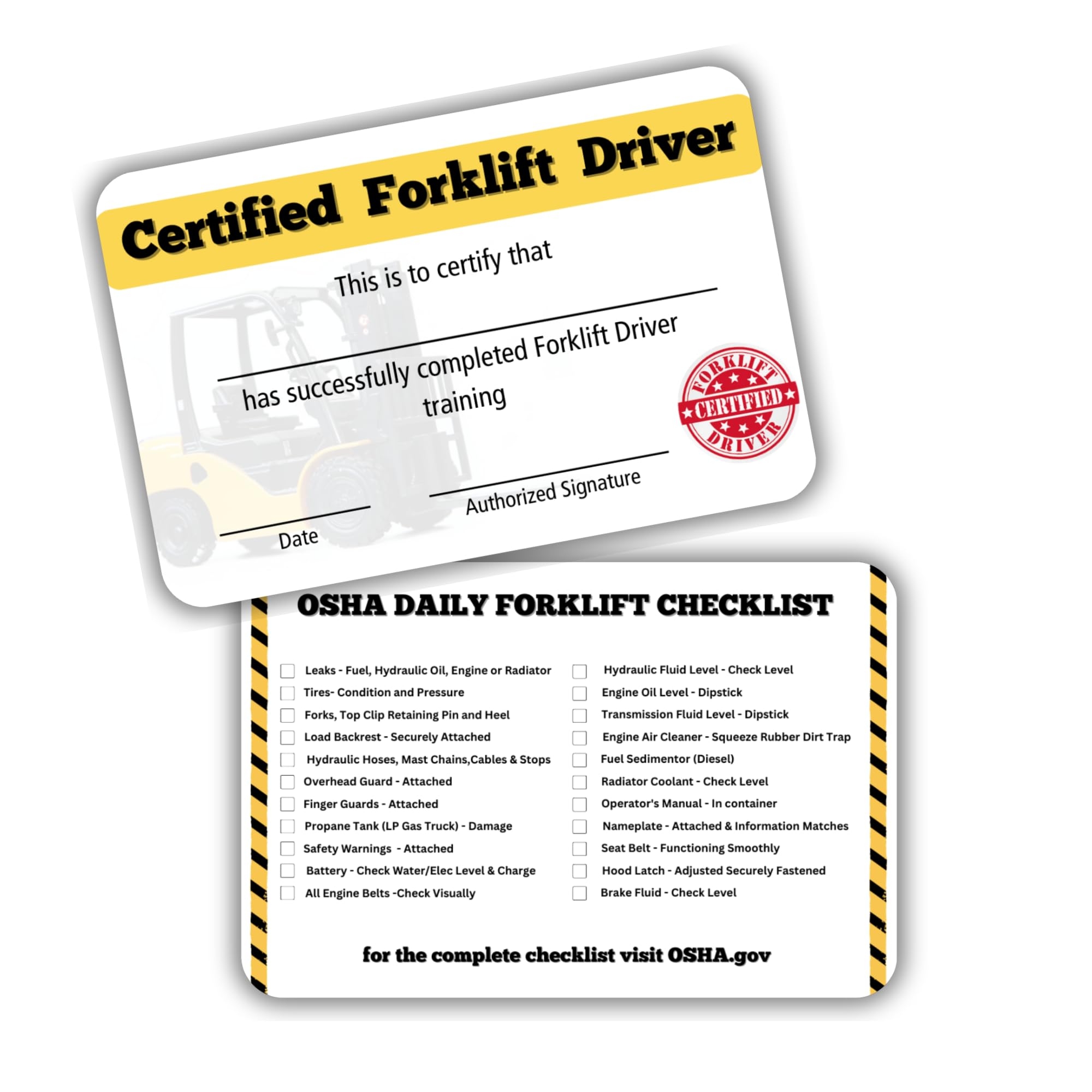 Amazon Lashicorn Qualified Forklift Operator Certification Cards 5 Pk Bulk Wallet Cards For Aerial Lift Operators Accessories For Checklist 3 5 X 2 25 Industrial Scientific