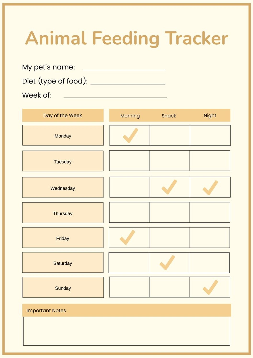 Printable Pet Feeding Chart Template