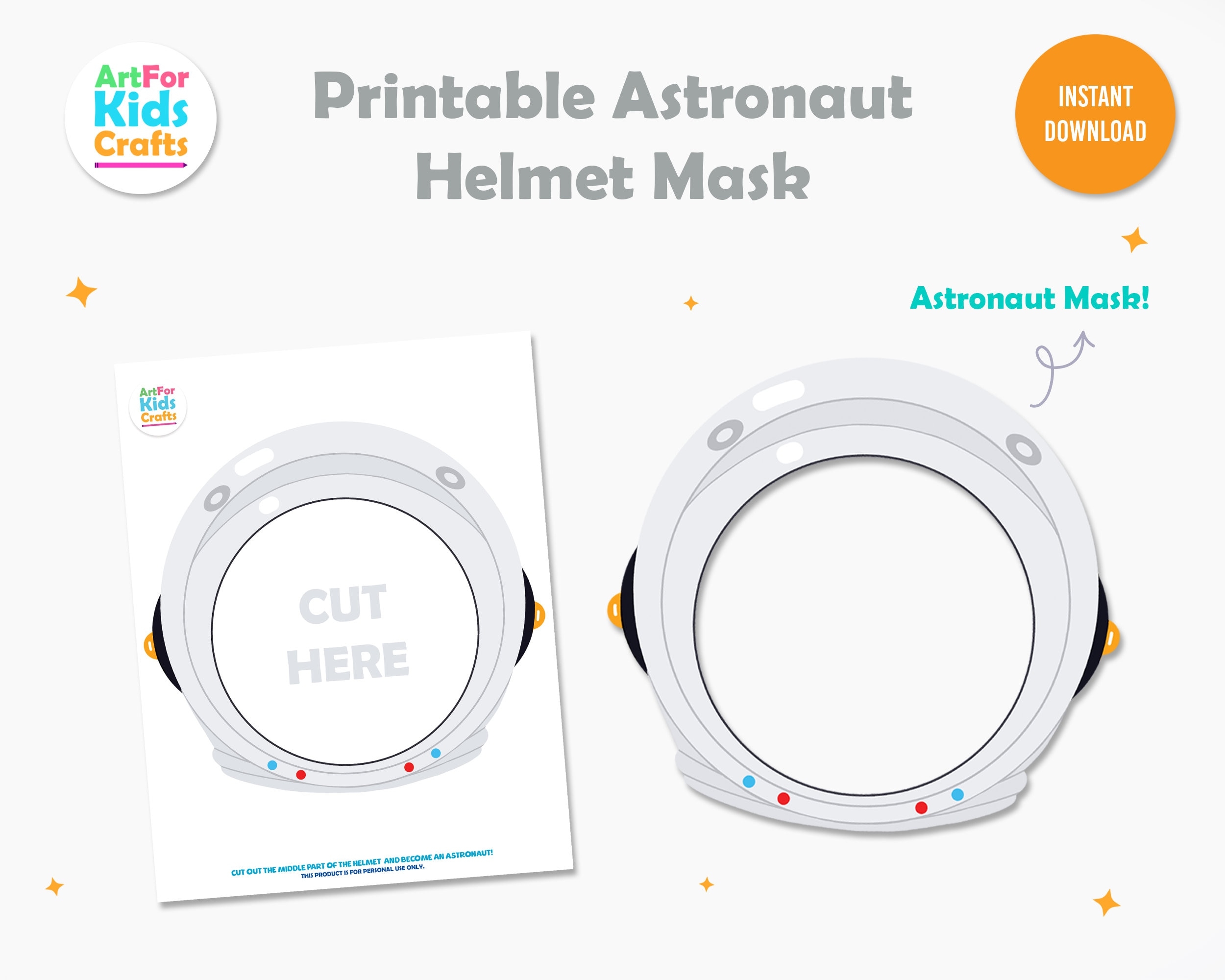 Astronaut Helmet Printable Astronaut Mask Outer Space Theme Party Prop Kids Party Favor Kids Party Mask Astronaut Party Photo Booth Etsy