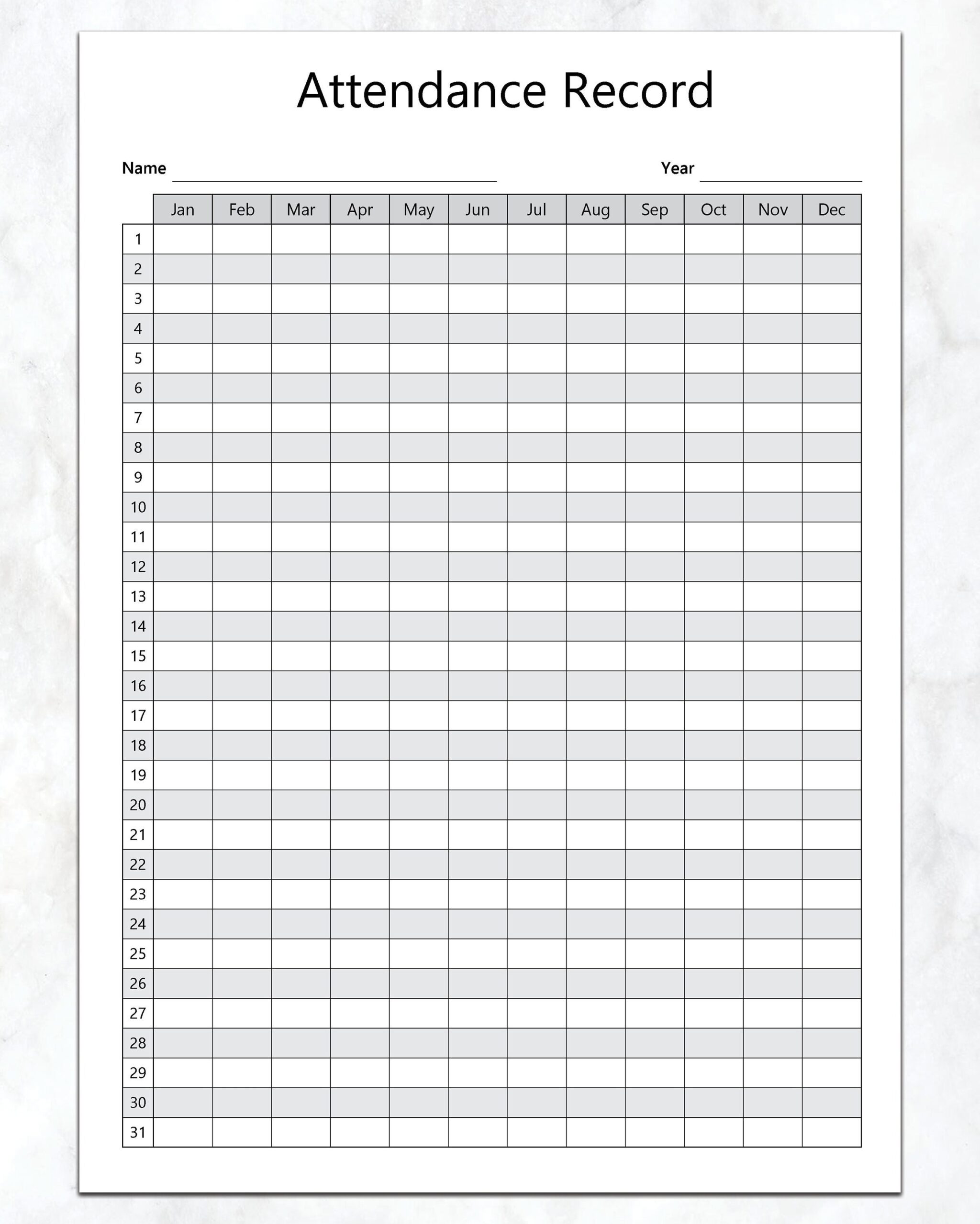 Attendance Sheet Template Printable