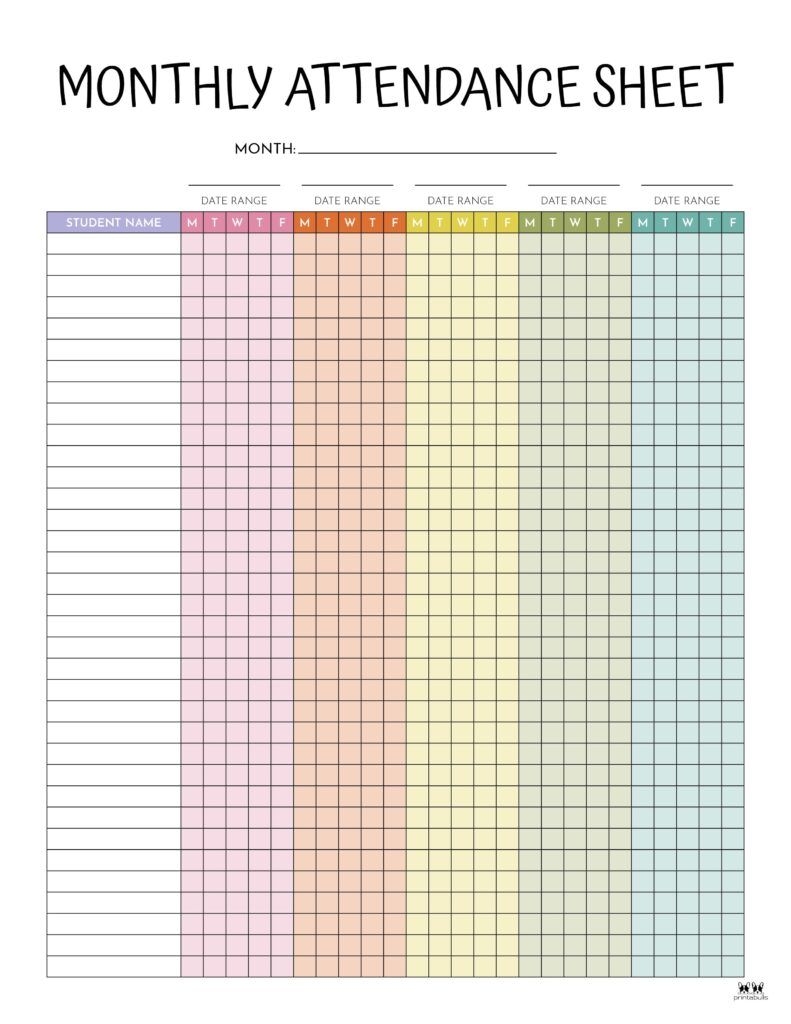 Printable Attendance Sheet Template