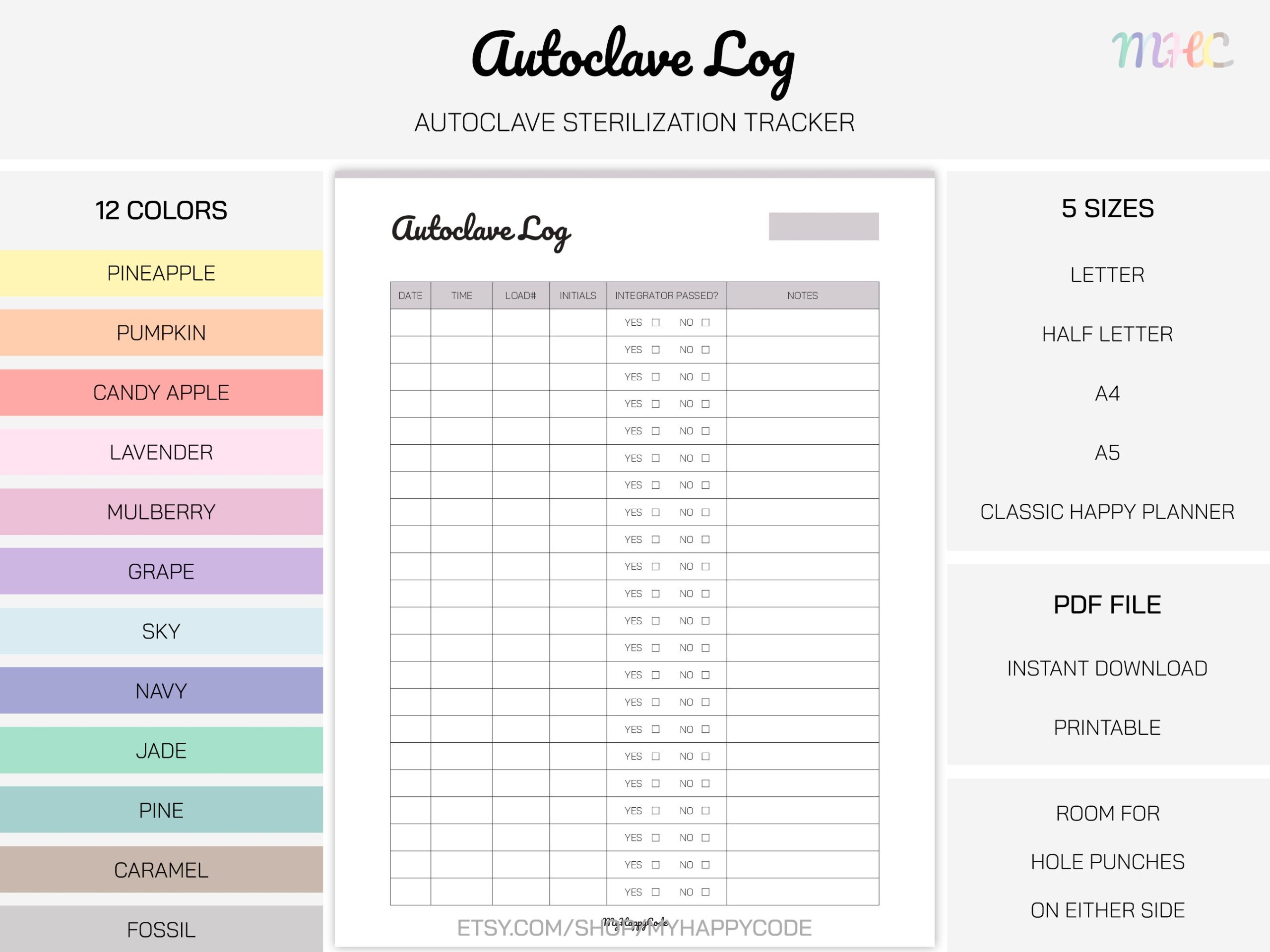 Autoclave Sterilization Log Printable Autoclave Sterilization Tracker Printable Autoclave Log Printable Autoclave Tracker Printable Etsy