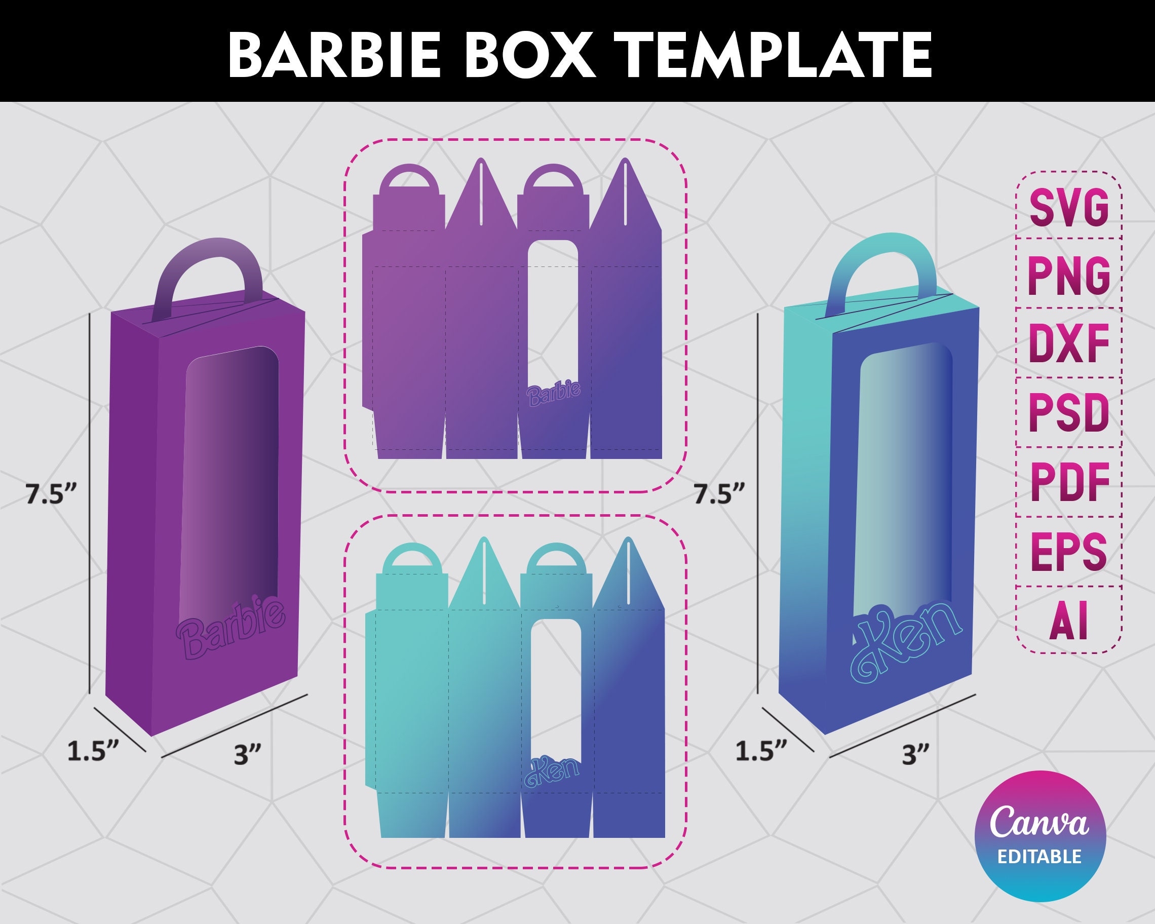 Barbie Box Template Tall Gable Box Template Gable Box Template Bundle Gable Box Svg Box Template Gift Box Svg Tall Window Box Etsy