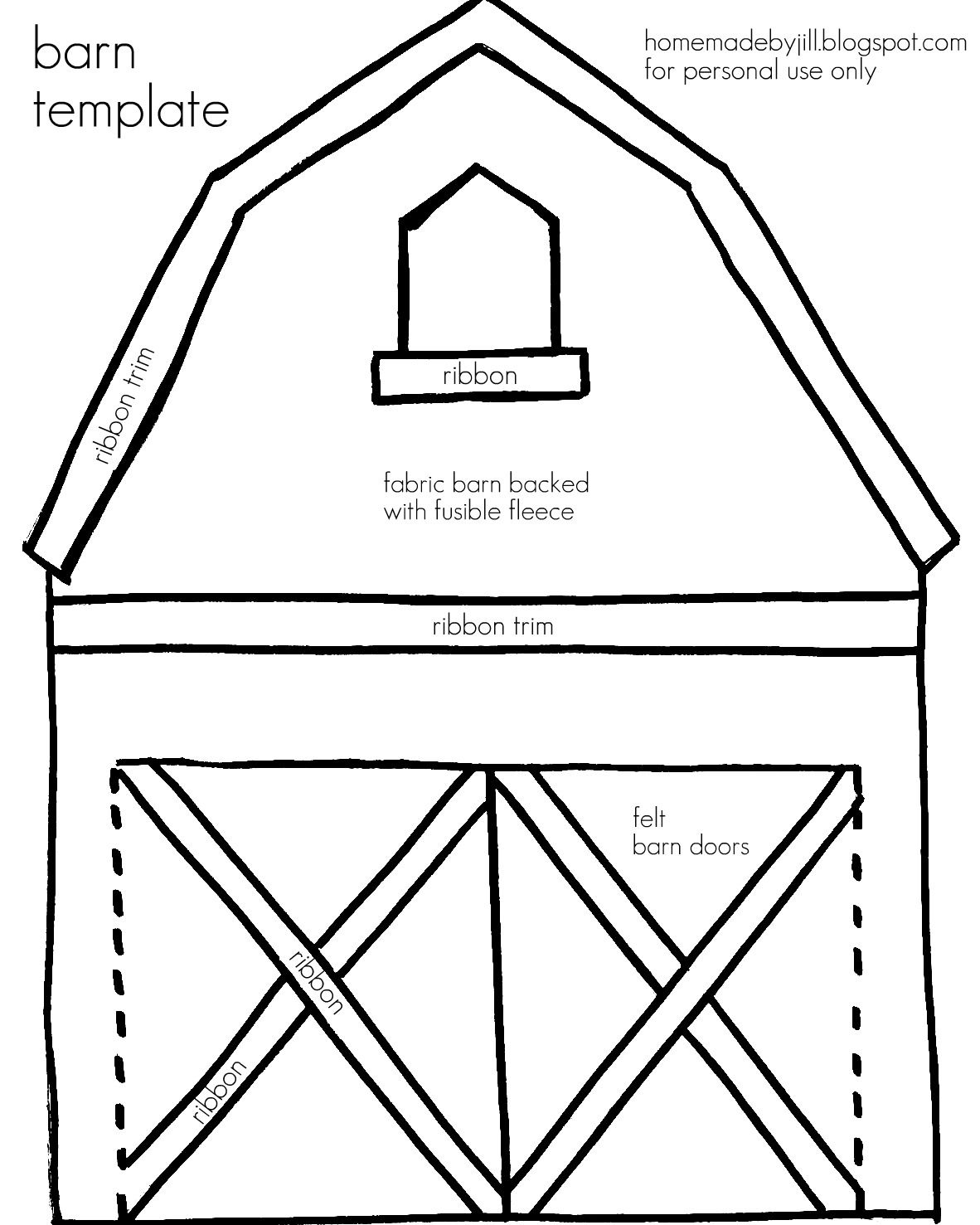 Barn template JPG image Quiet Book Templates Quiet Book Patterns Felt Quiet Books