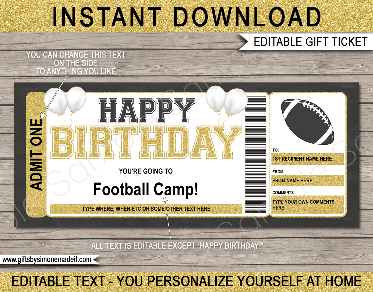 Free Printable Football Ticket Template