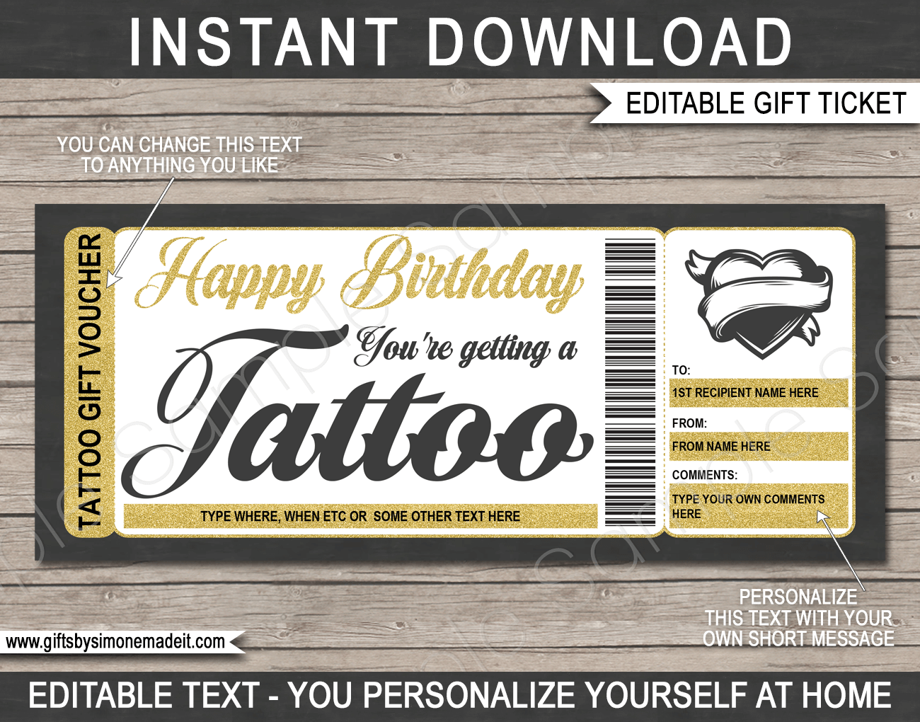 Printable Tattoo Gift Certificate Template Free