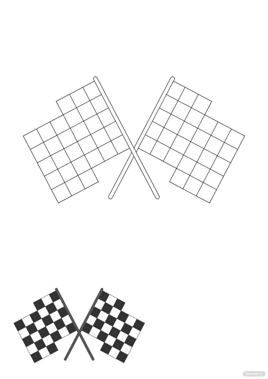 Black And White Checkered Flag Coloring Page In PDF Download Template 