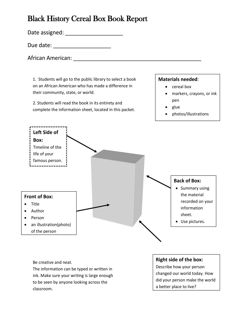 Printable Cereal Box Project Template