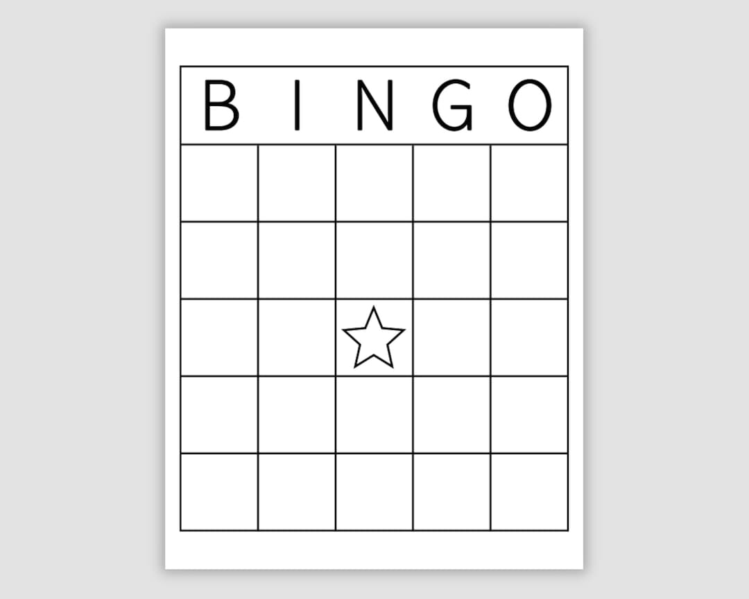Blank Bingo Card Template Prints 1 2 4 6 And 9 Per Page Instant Printable Pdf Fun Bingo Party Game Write Your Own Cards Etsy