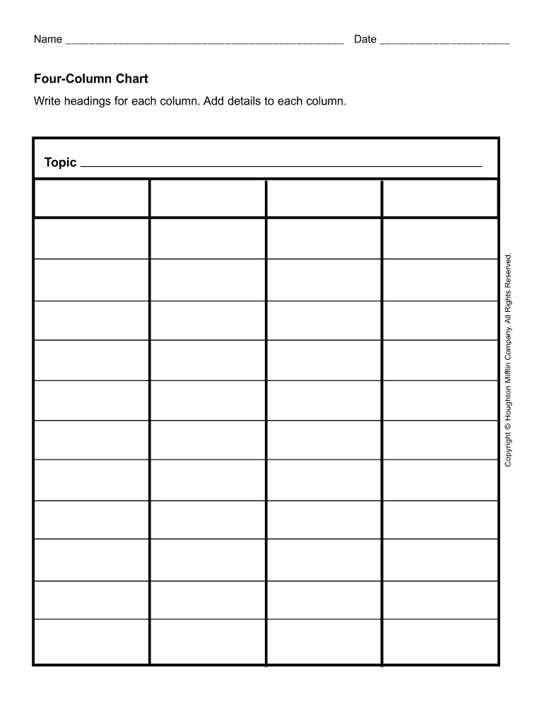 Printable 4 Column Chart Template