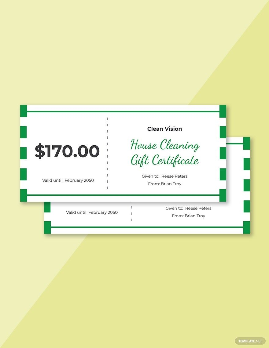 Blank House Cleaning Gift Certificate Template In Word Pages Publisher Google Docs Download Template