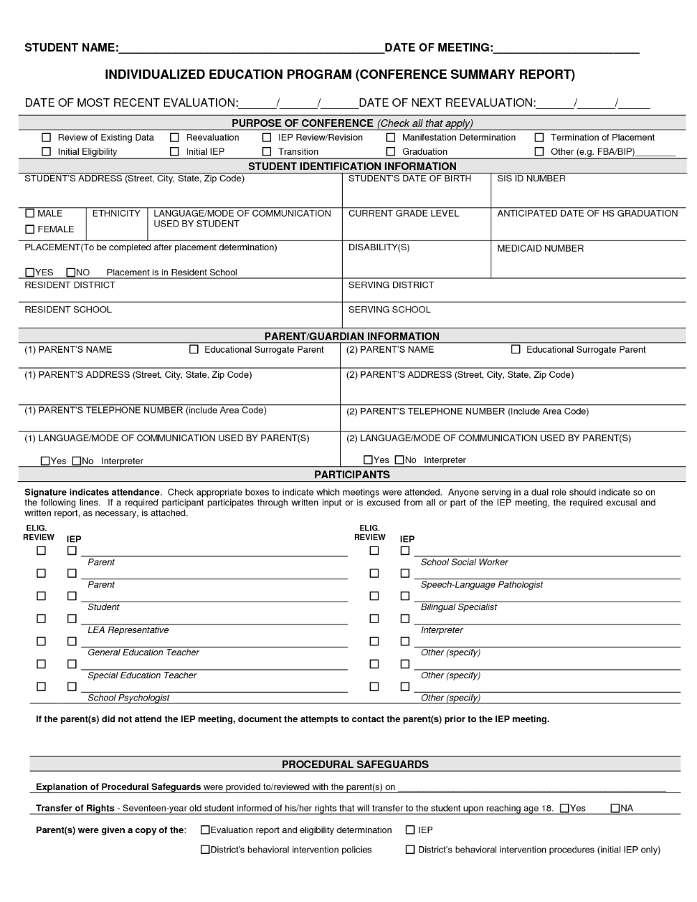 Blank Iep Template 7 TEMPLATES EXAMPLE TEMPLATES EXAMPLE Individualized Education Program Iep Special Education
