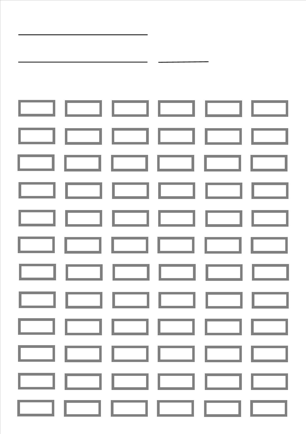 Blank Pencil Chart For Up To 72 Pencils