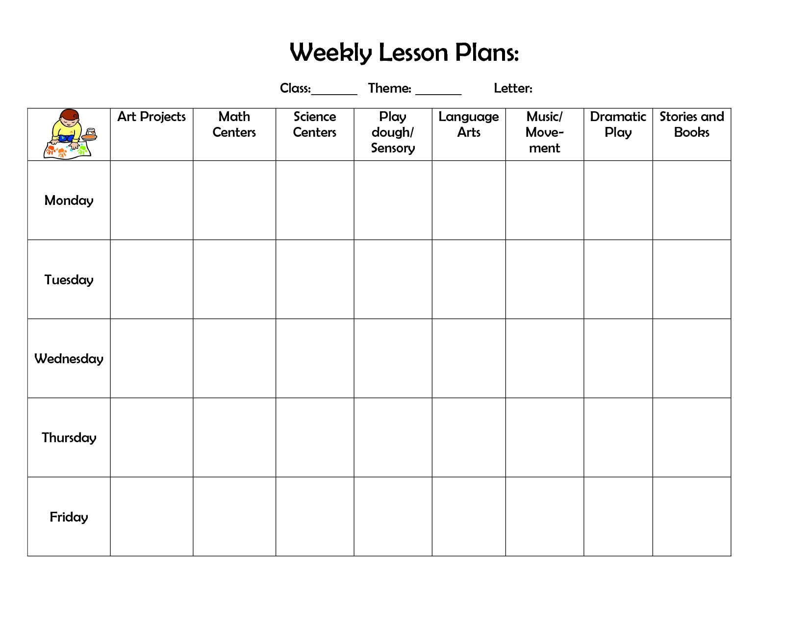 Printable Lesson Plan Template For Preschool