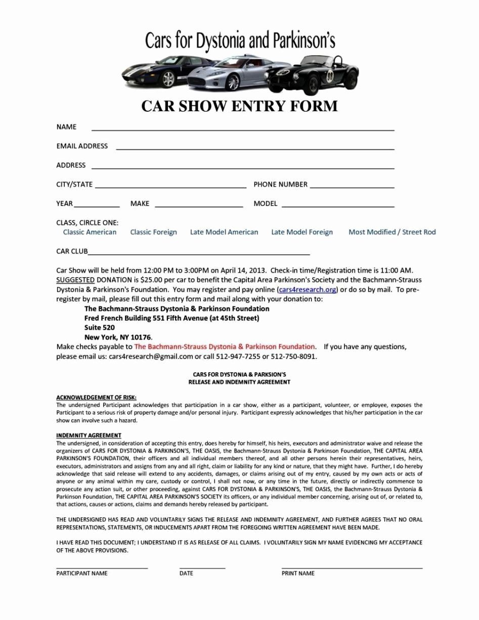 Blank Registration Form Template Elegant Free Car Show Registration Form Template Car Show Registration Form Templates