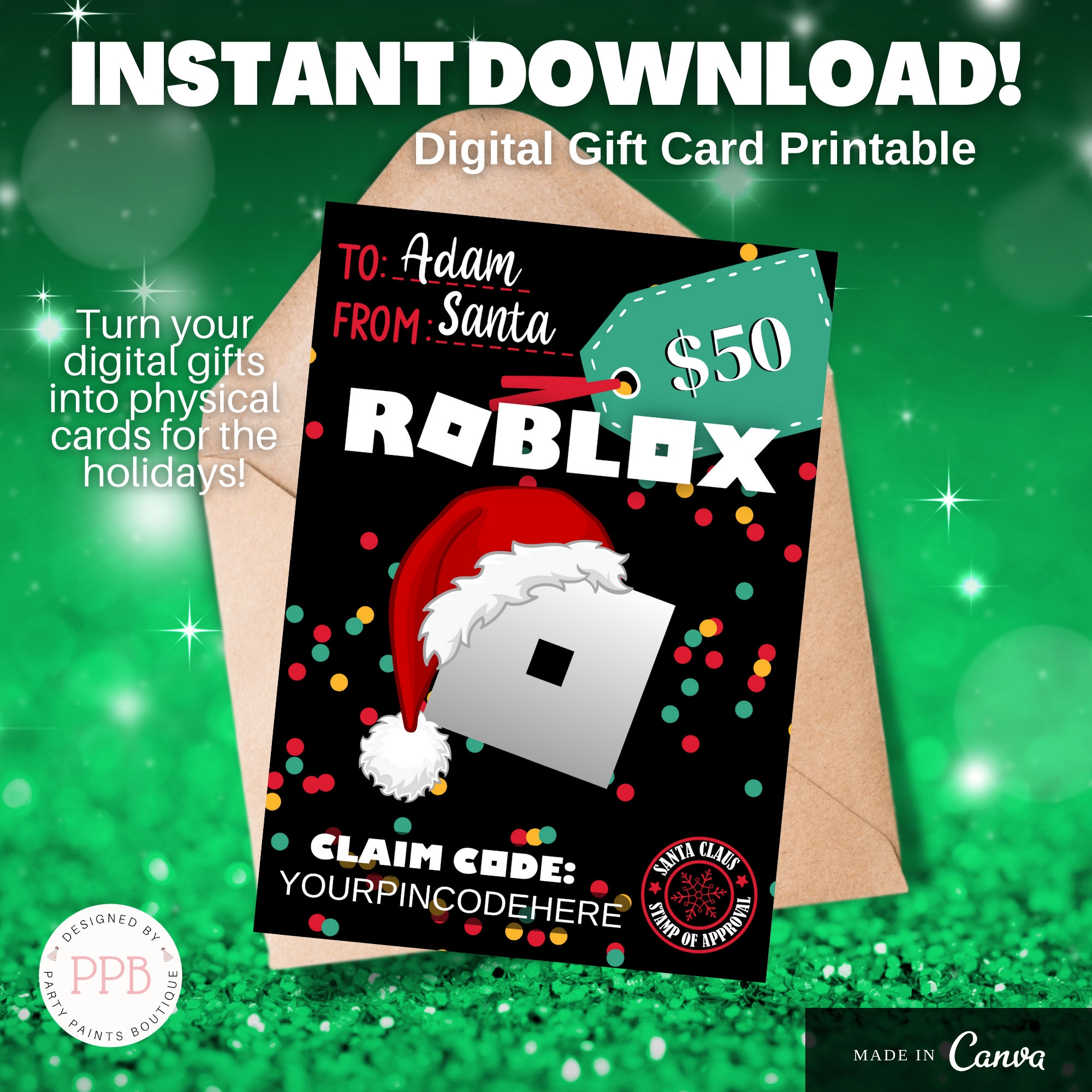 Roblox Gift Card Printable Template