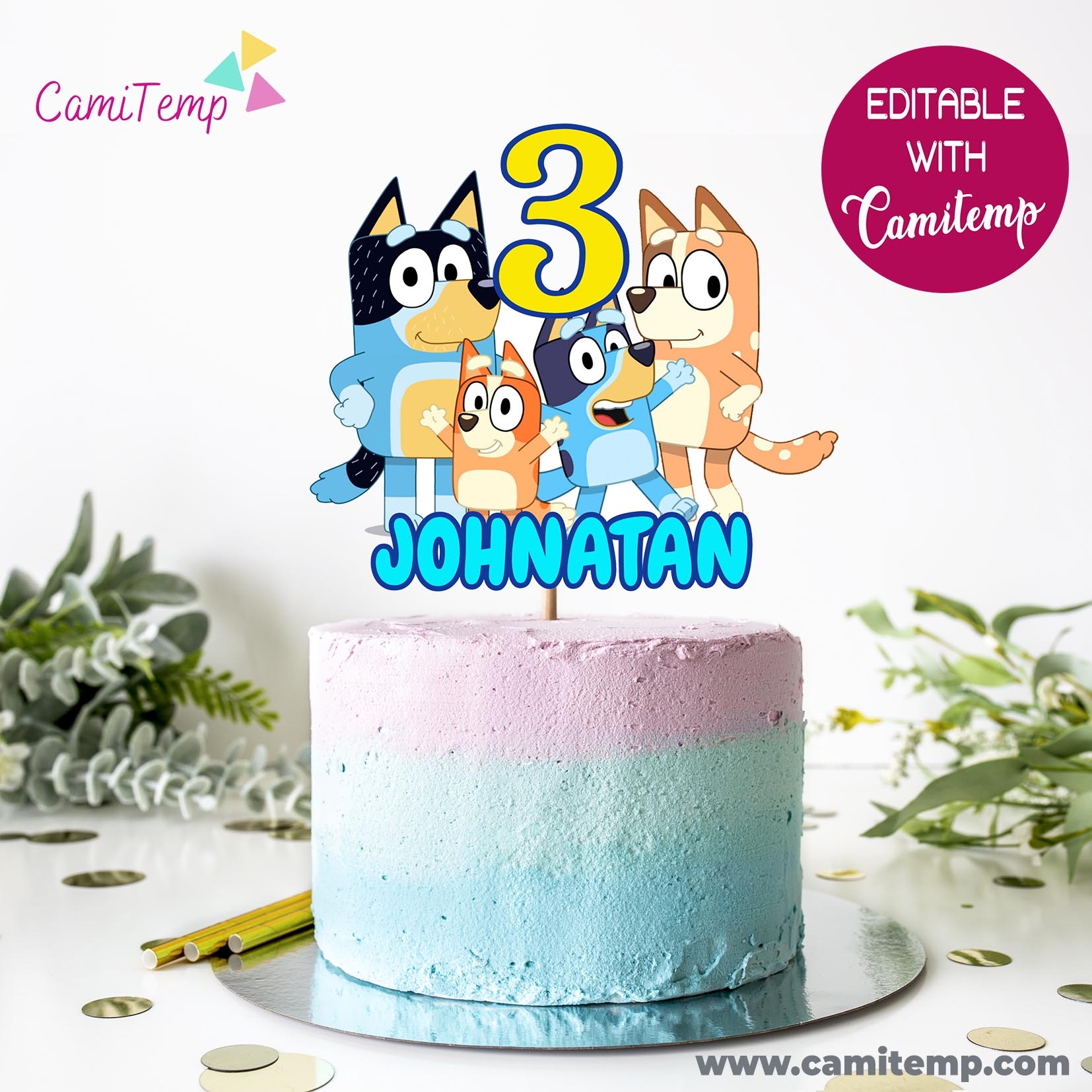 BLUEY CAKE TOPPER Cami Templates