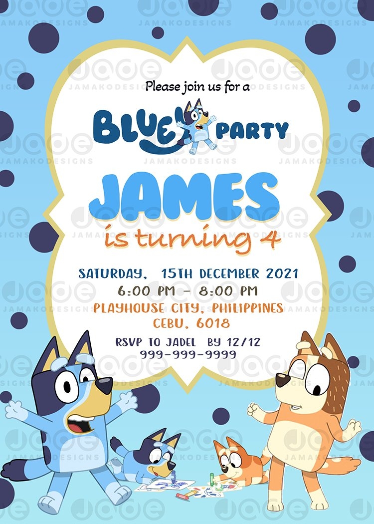 Free Printable Template Printable Bluey Birthday Invitation
