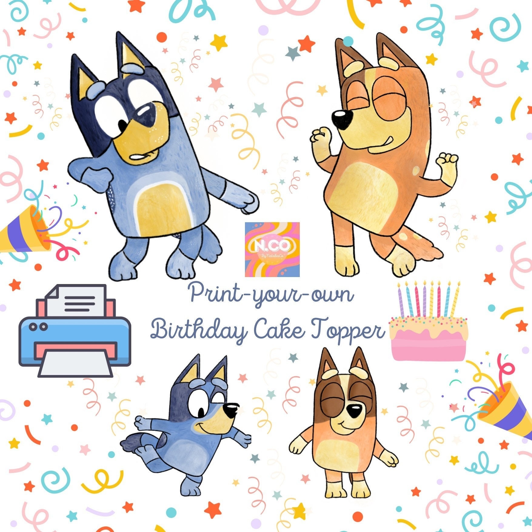 Bluey Printable Birthday Cake Topper Print Your Own Etsy
