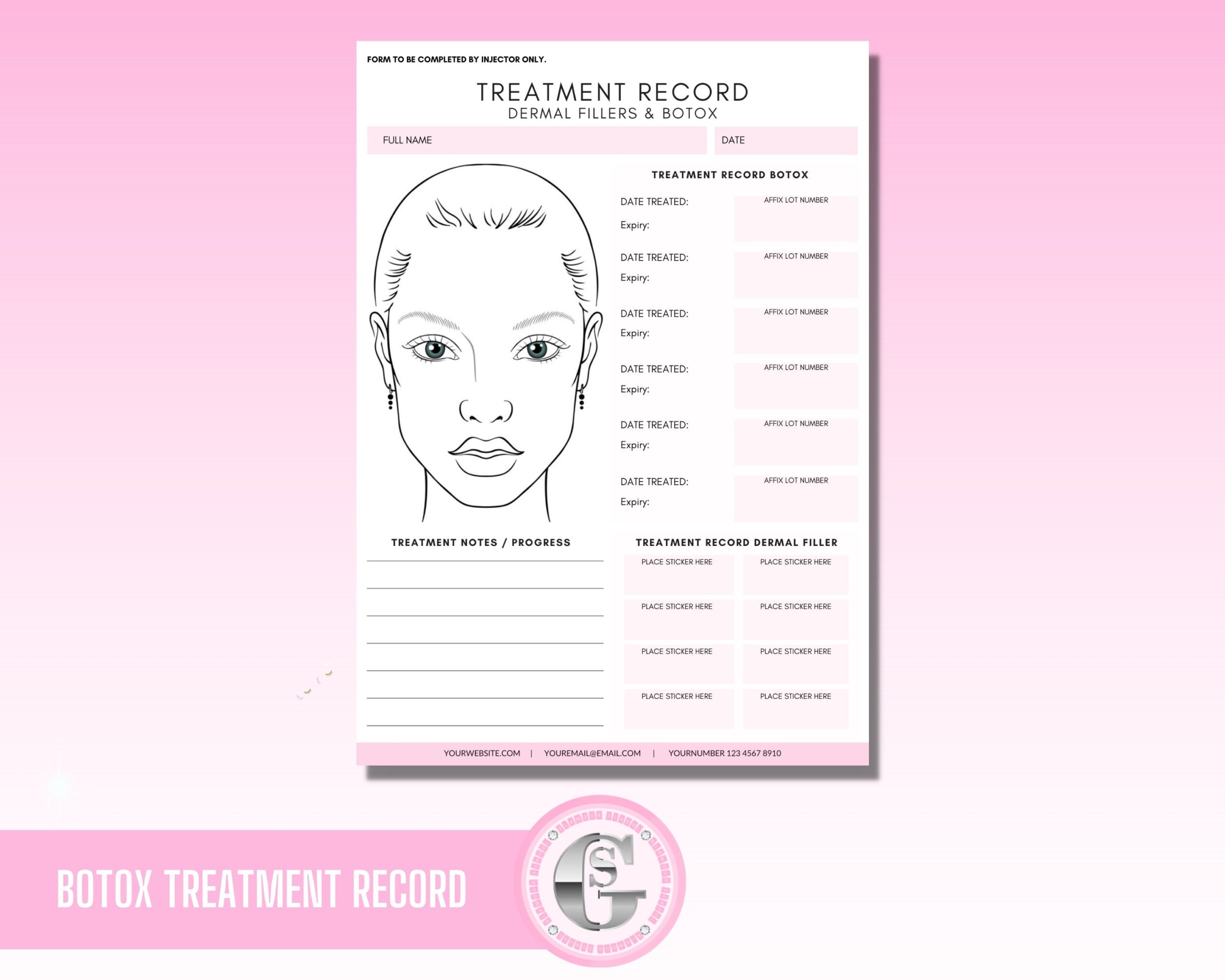 Botox Treatment Record Botox Forms Dermal Filler Client Record Small Business Beauty Branding Botox Client Documents Editable In Canva Etsy