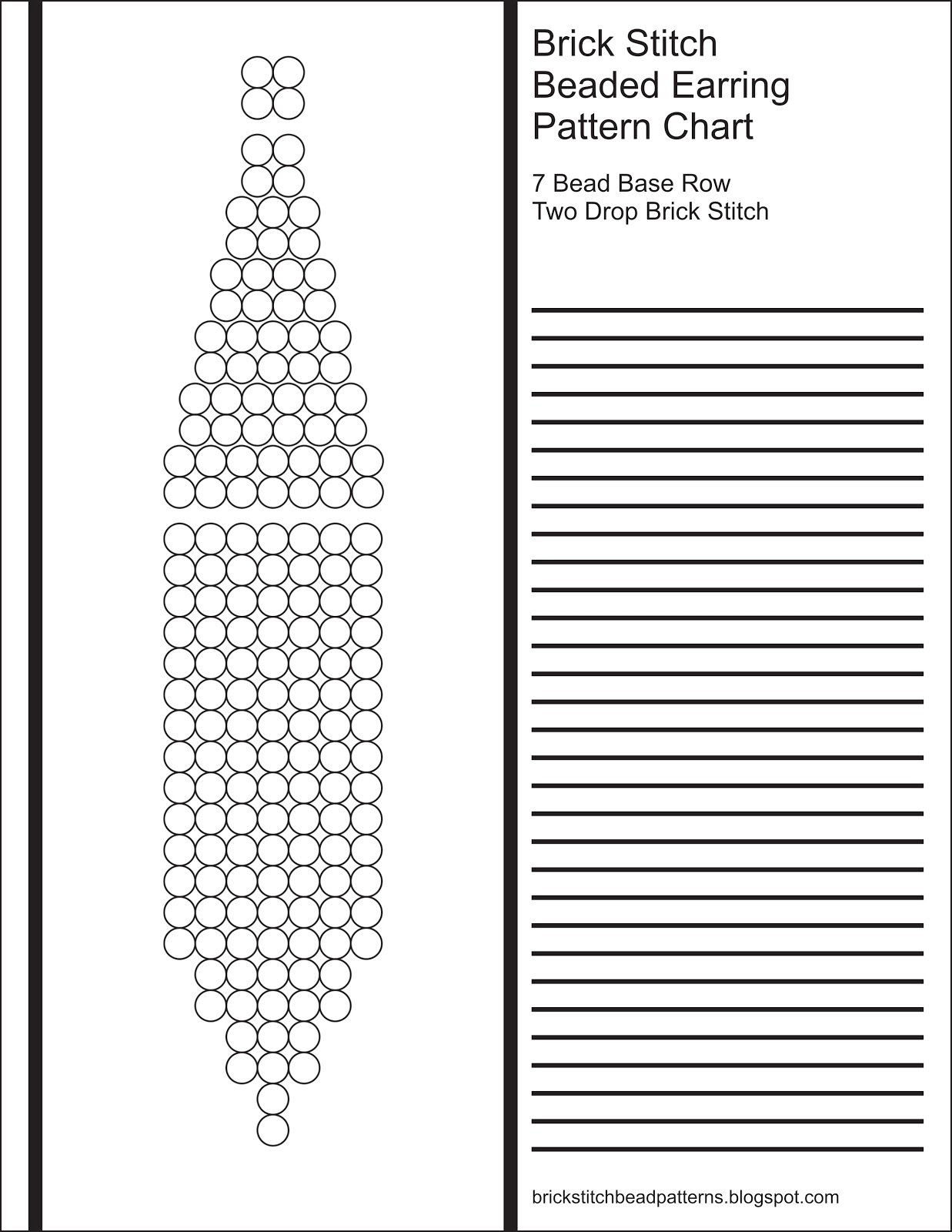 Brick Stitch Bead Patterns Journal 7 Bead Base Row 2 Drop Blank Round Beaded Earring Pattern Chart